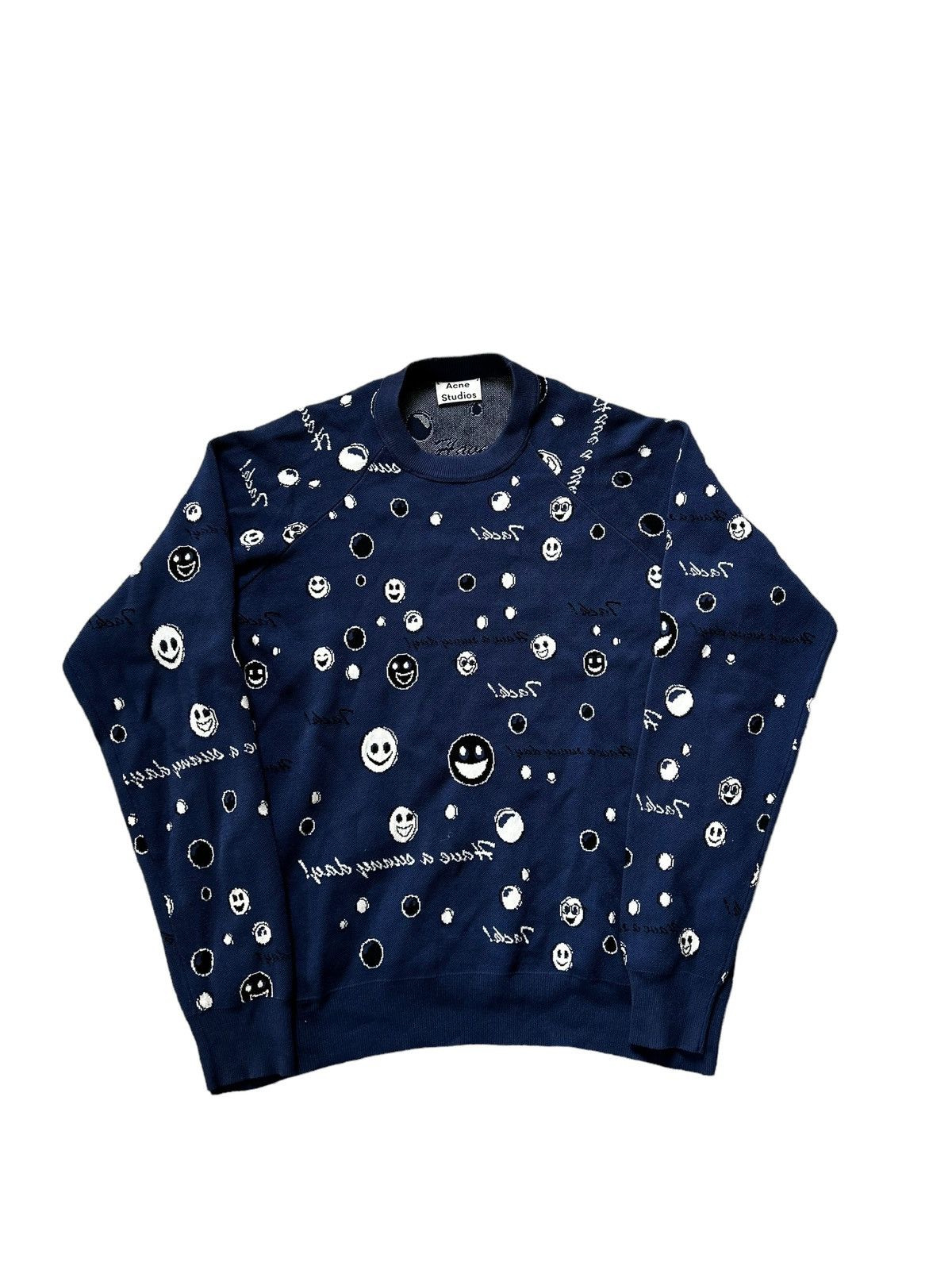 image of Archive Acne Studios All Over Print Face Knit Avant Garde in Blue, Men's (Size Medium)