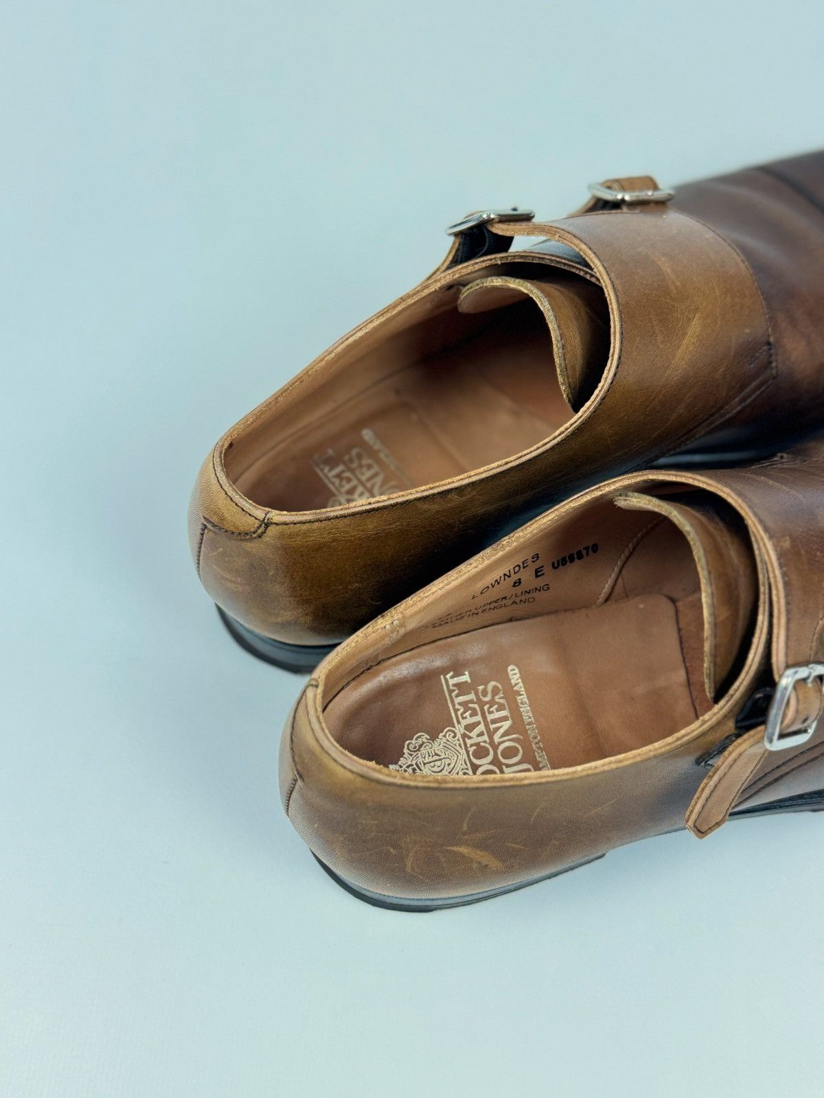 Crockett&Jones Lowndes Monk Leather Brown Shoes US8