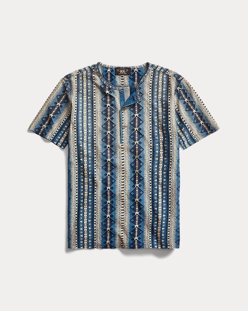 DOUBLE RL RRL Ralph Lauren Jacquard Henley Shirt T-Shirt
