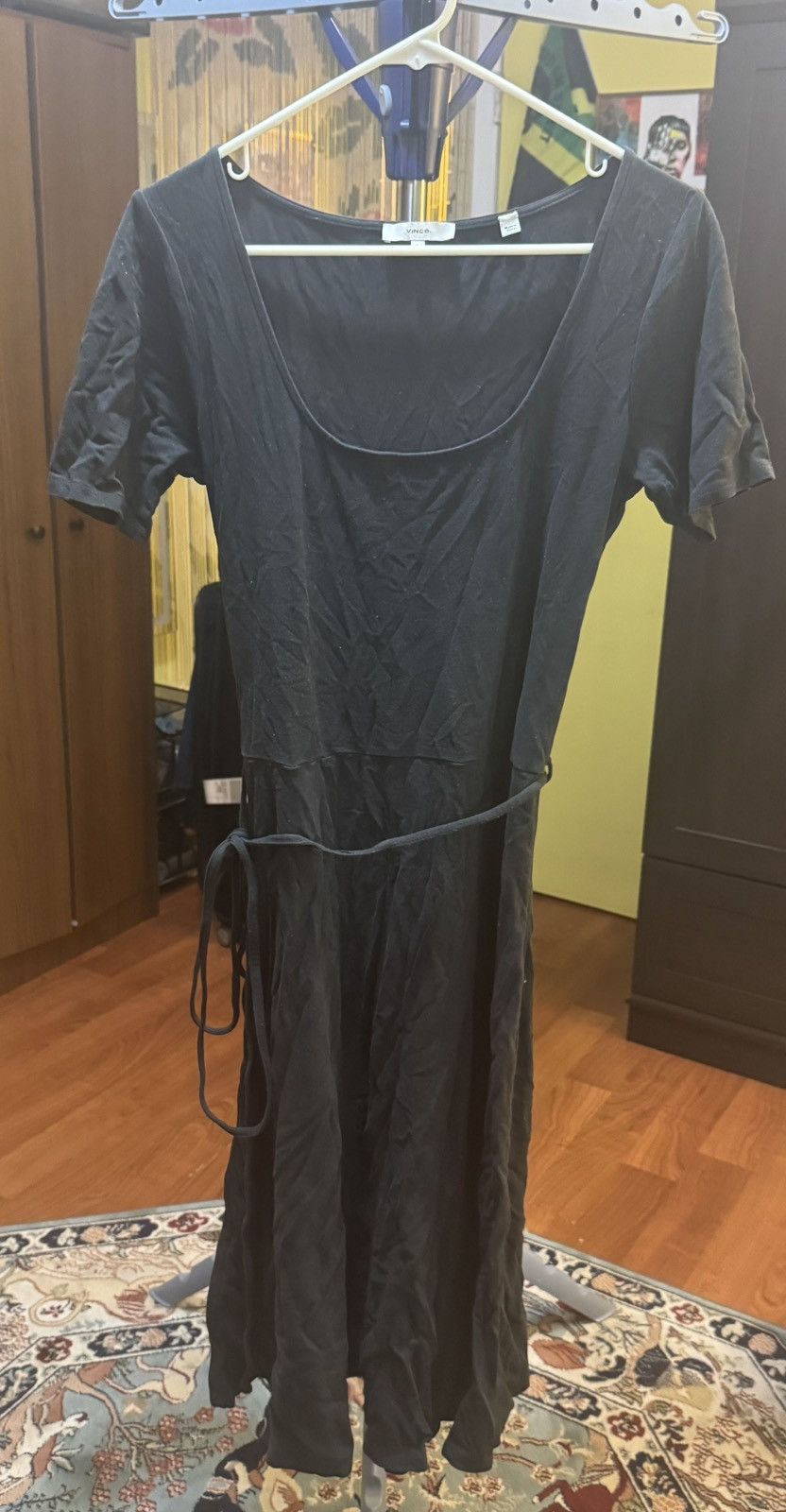 Vince VINCE BLACK COTTON DRESS L Size L / US 10 / IT 46 - 1 Thumbnail