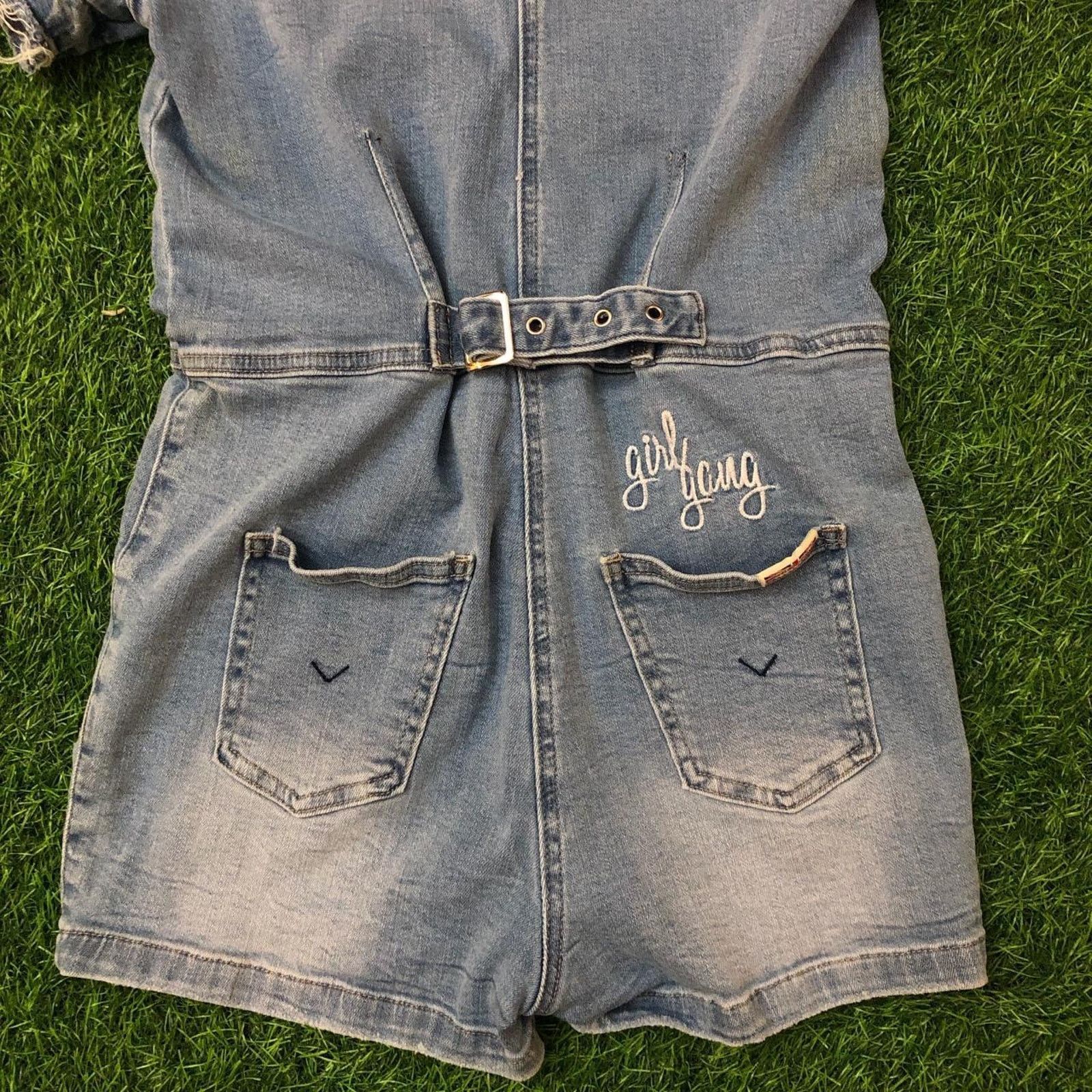 Hudson Women’s Retro Hudson Denim ‘Girl Gang’ Embroidered Romper Size 27" / US 4 / IT 40 - 2 Thumbnail