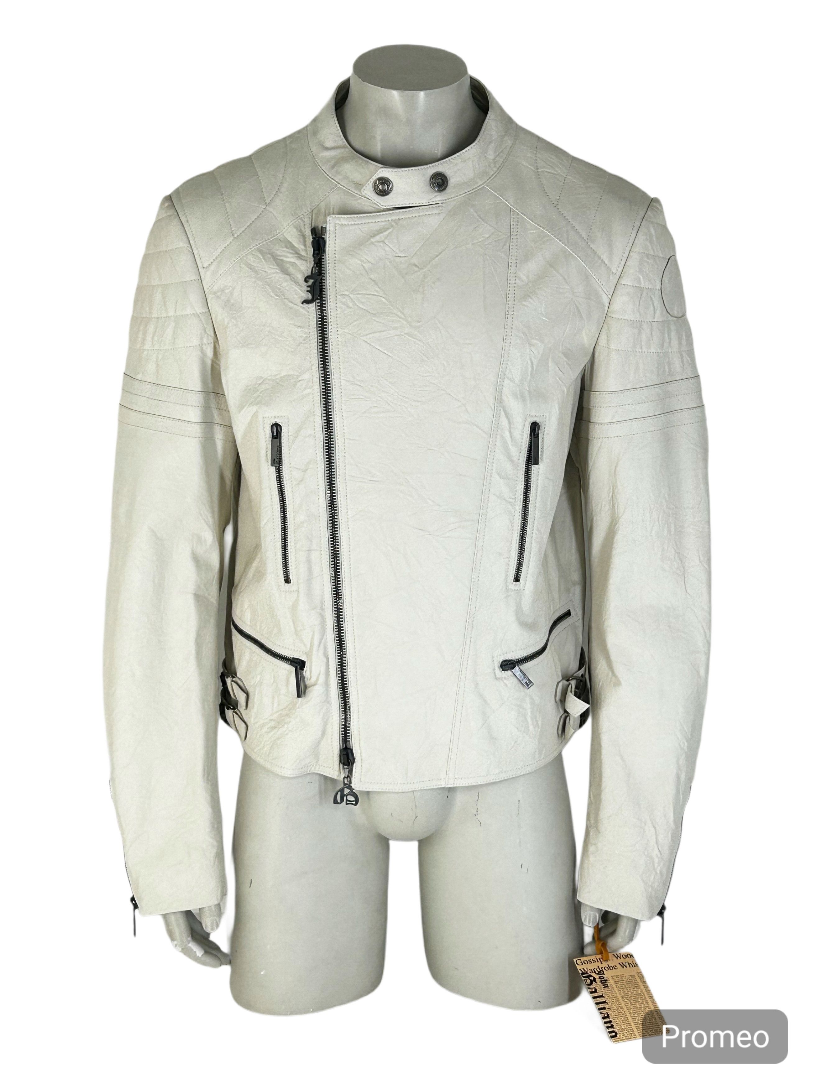 John Galliano John Galliano Lamb Skin Off White Classic Style Biker Jacket Size US XXL / EU 58 / 5 - 1 Thumbnail