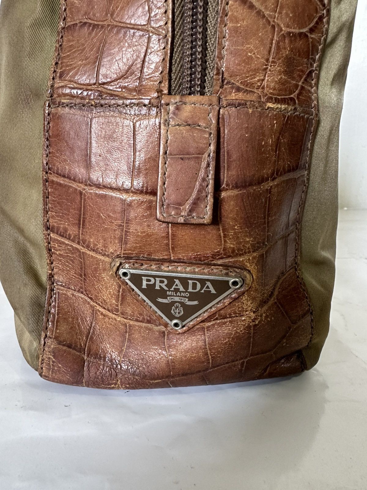Prada Vintage Prada Handbag Croco Leather and Nylon Tessuto bag Size ONE SIZE - 5 Thumbnail