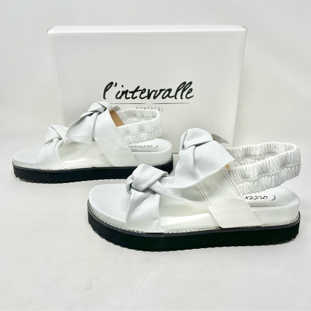 Leather NEW L’Intervalle Atlantis White Leather Bow Sandals 8/39 Size US 8 / IT 38 - 6 Thumbnail