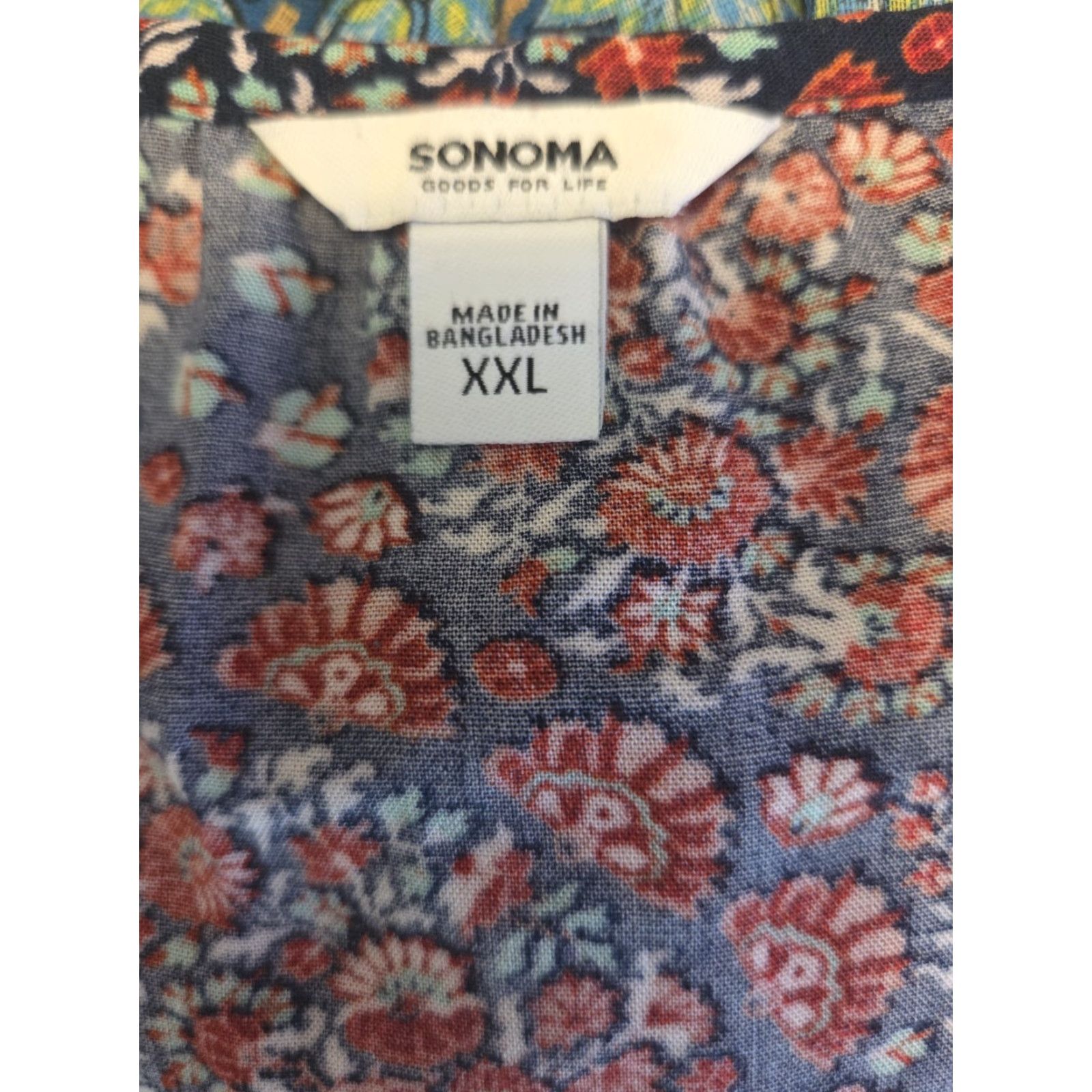 Vintage VINTAGE? No — rearranged title: Sonoma Floral Print Tassels Peasant Top 3/4 Sleeve Split Neck Boho Hippie Plus Size 2X Womens Blouse Size XXL / US 16-18 / IT 52-54 - 6 Thumbnail