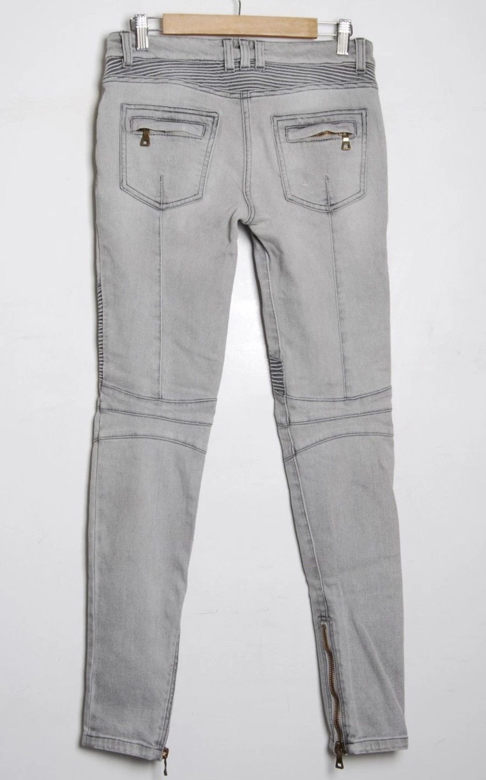 Balmain BALMAIN SS 2014 Zip Biker Jeans Gray Denim Decarnin Runway Size US 28 / EU 44 - 5 Thumbnail