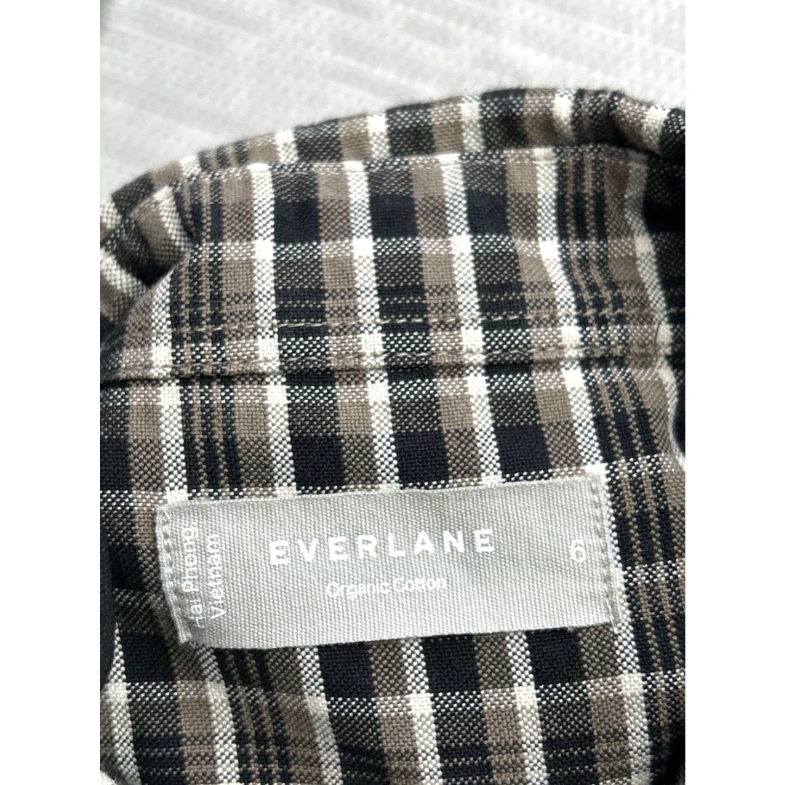 Everlane VINTAGE Everlane Shirt Womens 6 Brown Cotton Button-Up Plaid Long Sleeve Casual Spring Summer Fall Womens Size M / US 6-8 / IT 42-44 - 3 Thumbnail