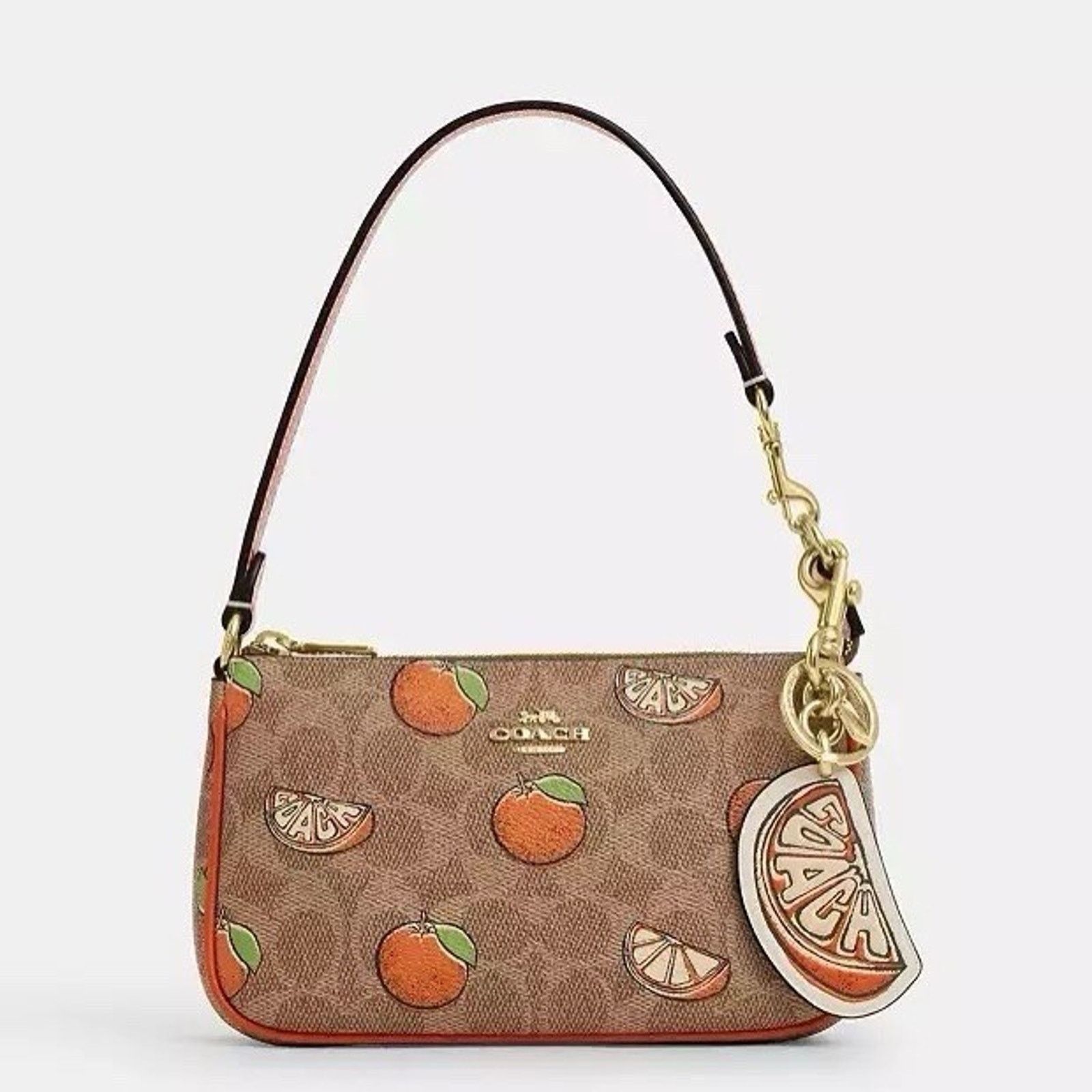 Coach NWT Coach Orange Bag Charm Keychain Gold Chalk Orange CA054 Size ONE SIZE - 5 Thumbnail