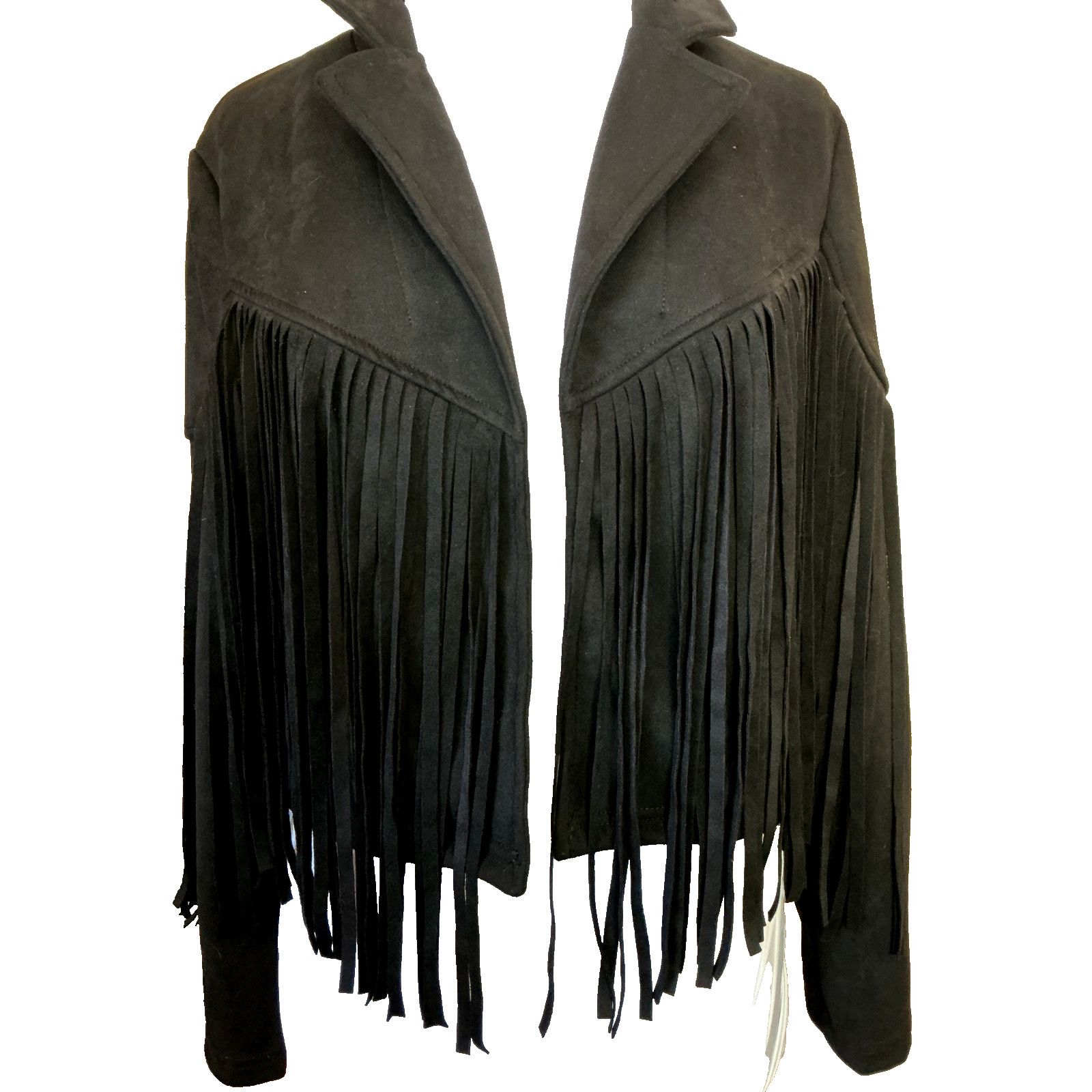 Other BLACK FAUX SUEDE FRINGED CROPPED WESTERN COWBOY MOTO JACKET Size M / US 6-8 / IT 42-44 - 7 Thumbnail