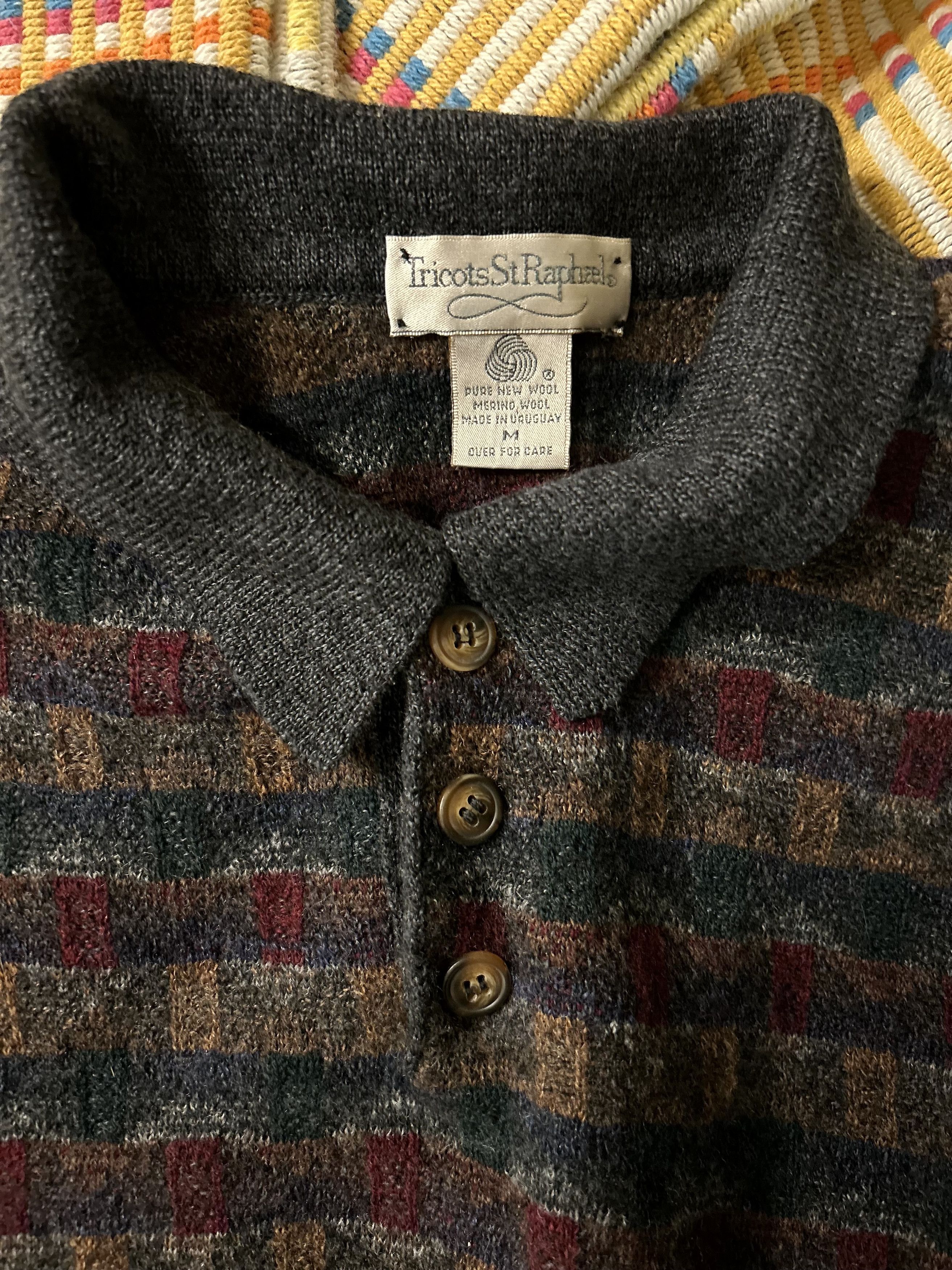 Tricots St. Raphael VTG 100% Pure Merino Wool Collared Henley style Sweater Size US M / EU 48-50 / 2 - 2 Thumbnail