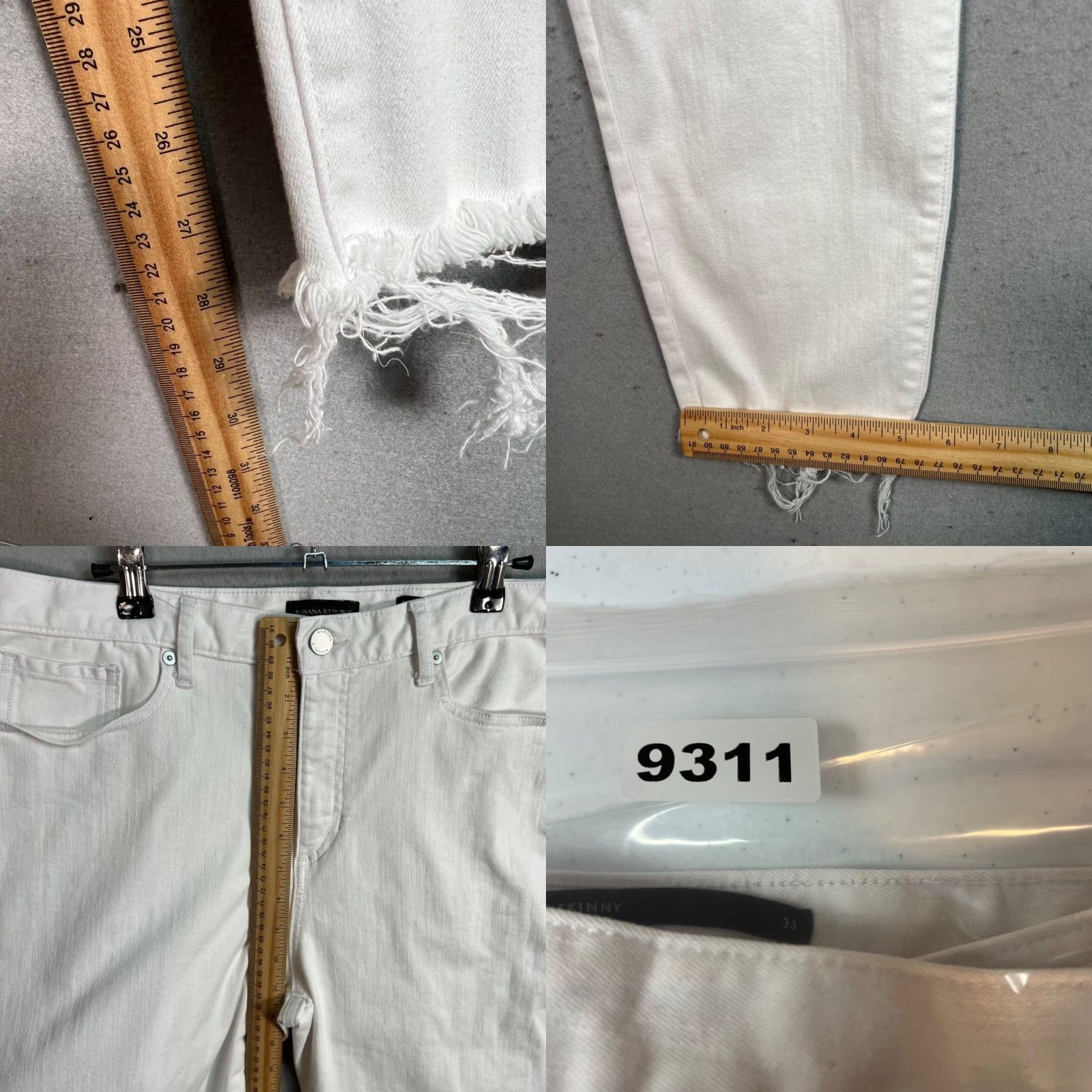 Banana Republic VINTAGE Banana Republic White Mid-Rise Skinny Jeans Womens 33 Regular Premium Denim Fray Size 24" / US 00 / IT 34 - 8 Thumbnail