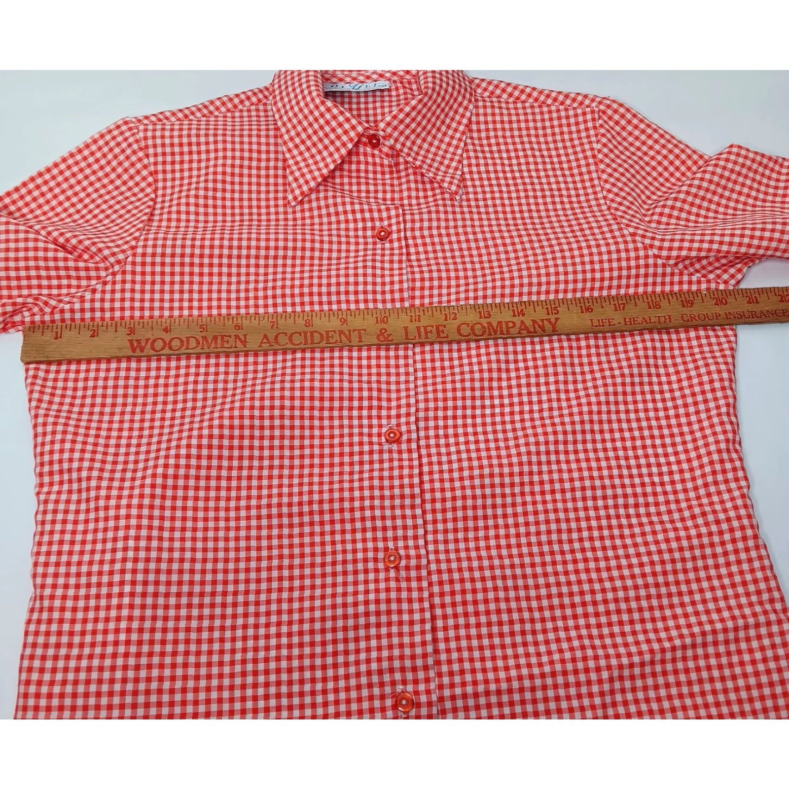 Vintage Lady Holiday Blouse Shirt Womens M White Plaid Collared Long Sleeve Vintage Holiday Pattern Size M / US 6-8 / IT 42-44 - 6 Thumbnail
