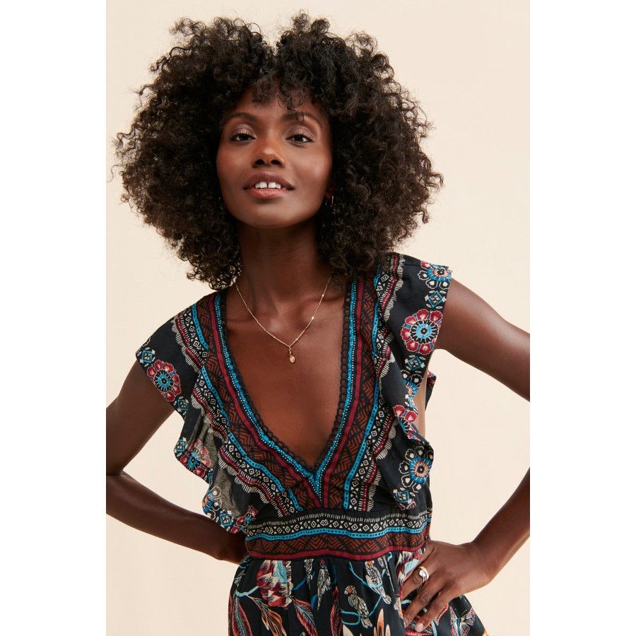 Anthropologie NWT V-Neck Plunge Tunic Mini Dress $148 SMALL Animal Geo Size S / US 4 / IT 40 - 2 Thumbnail
