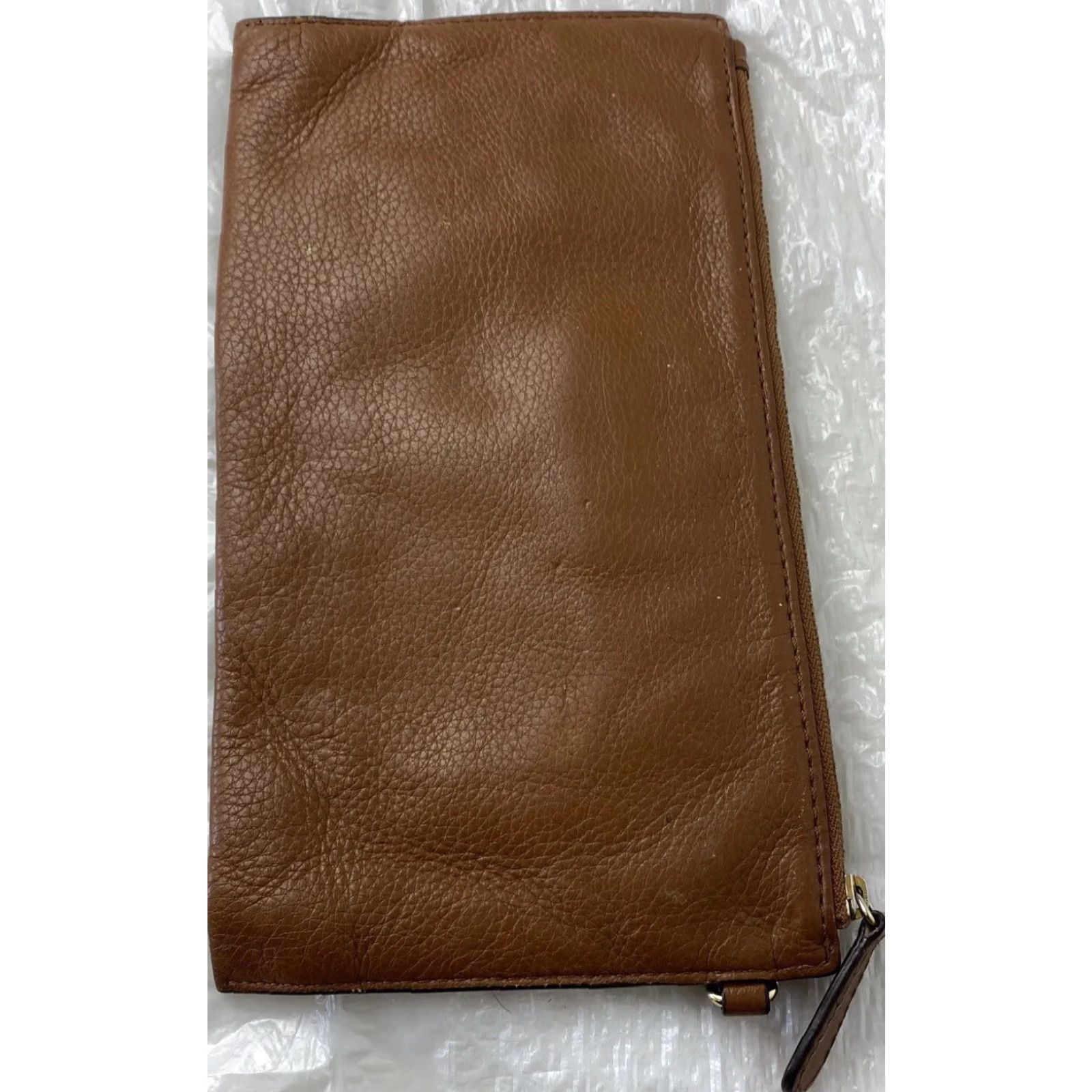 Michael Kors VINTAGE Michael Kors Fulton Leather Zip Clutch Wristlet Large Brown Rose 67-8 Womens Wristlet Size ONE SIZE - 5 Thumbnail