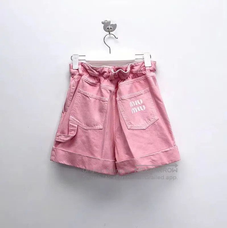 Miu Miu Miu Miu Pink Denim Logo Women's Shorts . Size 23" - 2 Thumbnail