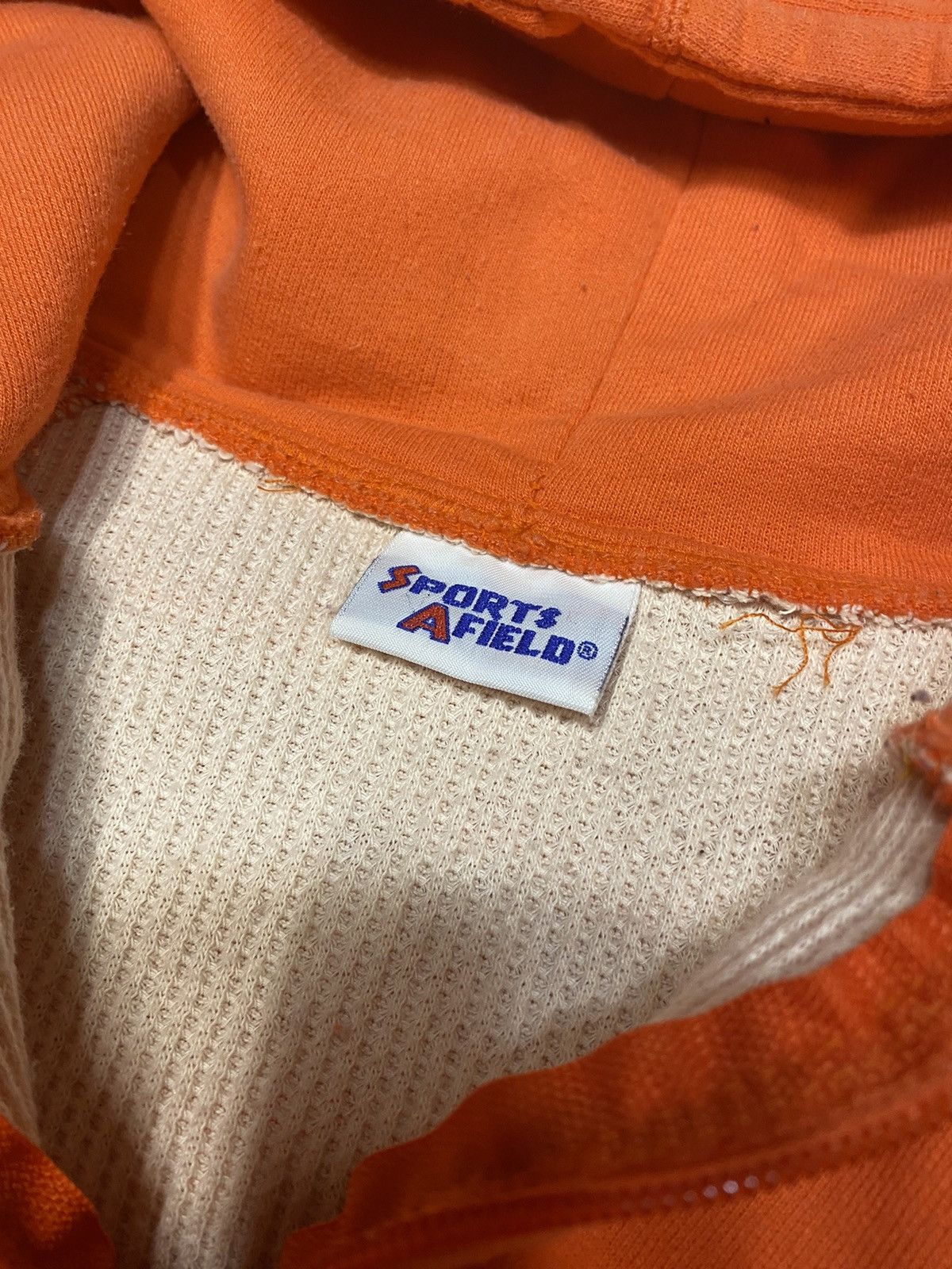 Japanese Brand × Vintage Vintage Sports Afield Orange Waffle Thermal Zip Hoodie Size US S / EU 44-46 / 1 - 3 Thumbnail
