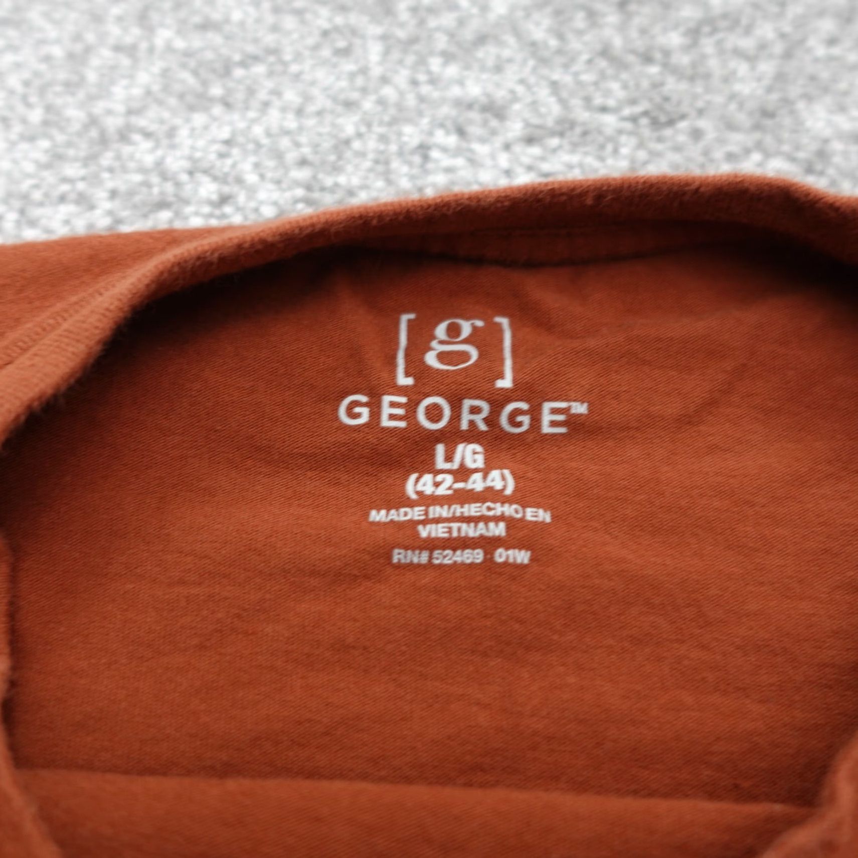 George George T-Shirt Crew Neck Long Sleeve Mens Large Orange Cotton Casual Tee Size US L / EU 52-54 / 3 - 5 Thumbnail
