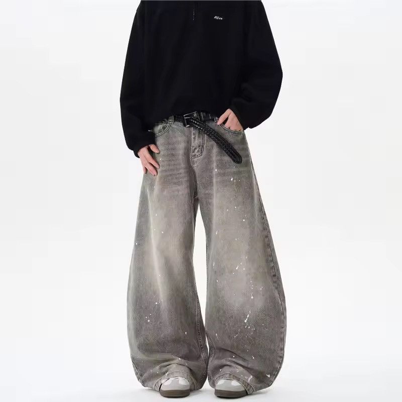 Jean Wide Leg Baggy Jeans with Paint Splatter Detail Size US 34 / EU 50 - 2 Thumbnail