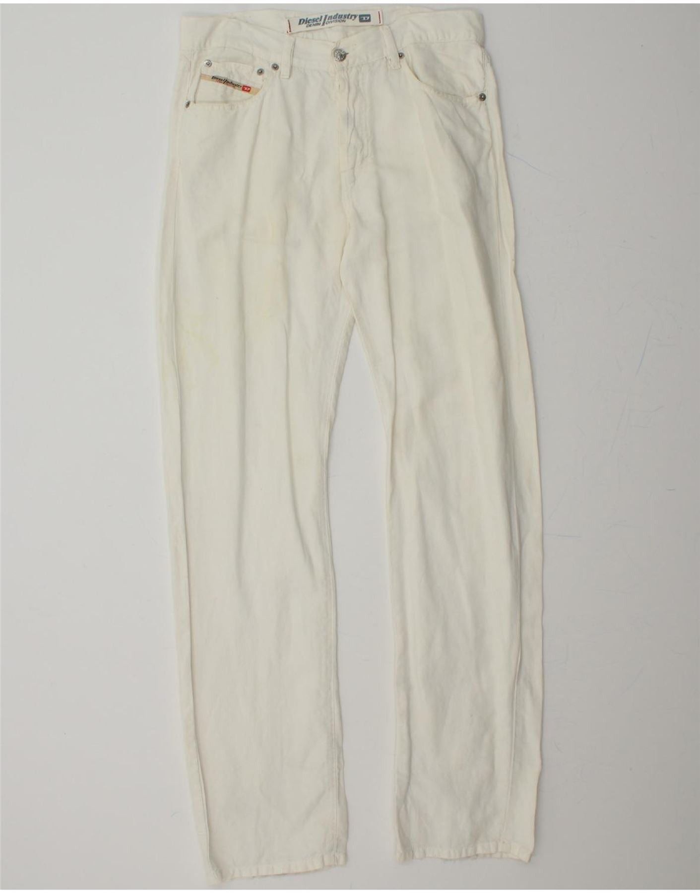 Diesel Womens Straight Jeans W31 L33 White Cotton Size 42" / US 20 - 1 Thumbnail