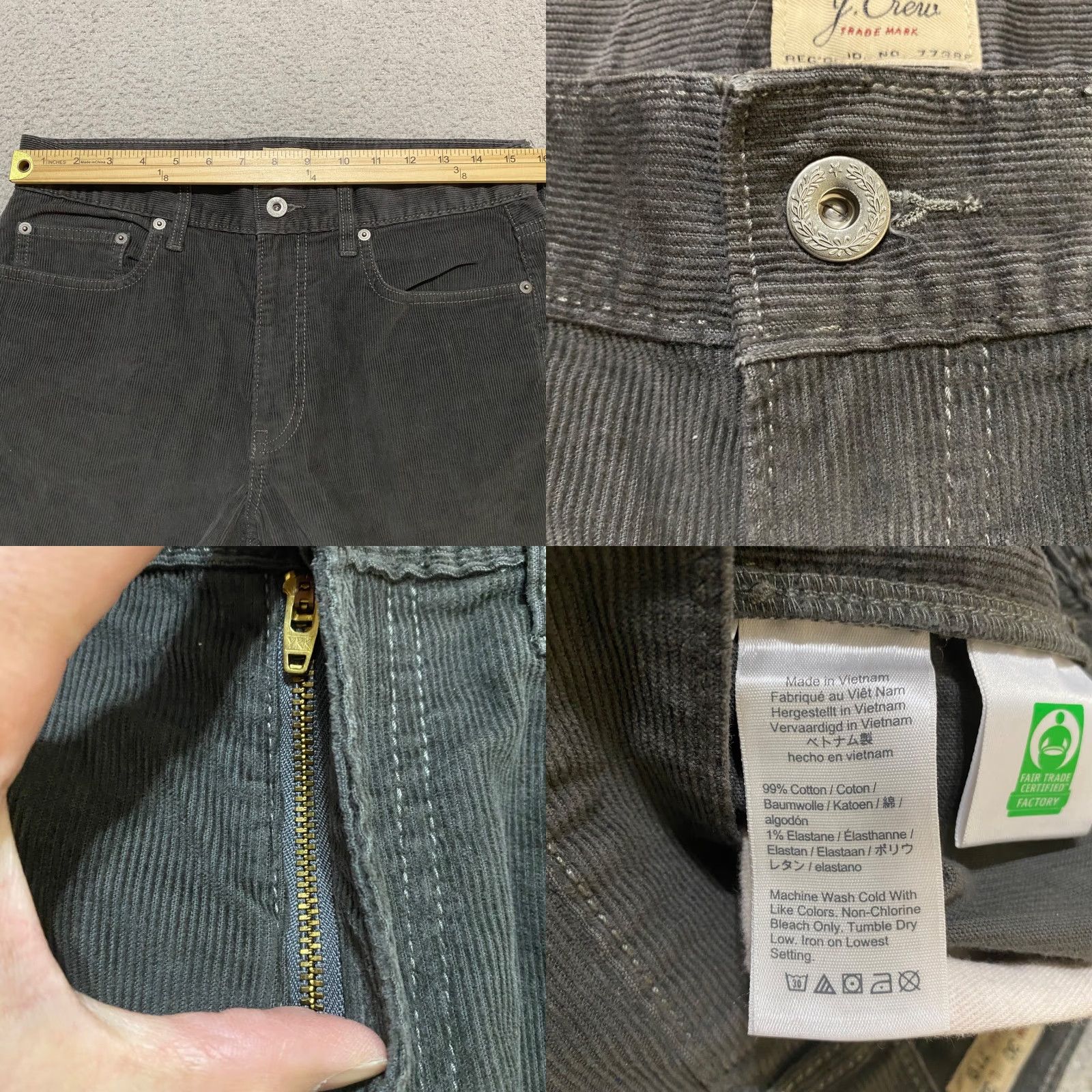 J.Crew J. Crew Mens 30x32 Corduroy Jeans Gray Medium Wash 770 Straight Mid Rise Jeans Men's Corduroy 30 32 Gray Medium Wash 770 Straight Mid Rise Size US 30 / EU 46 - 8 Thumbnail