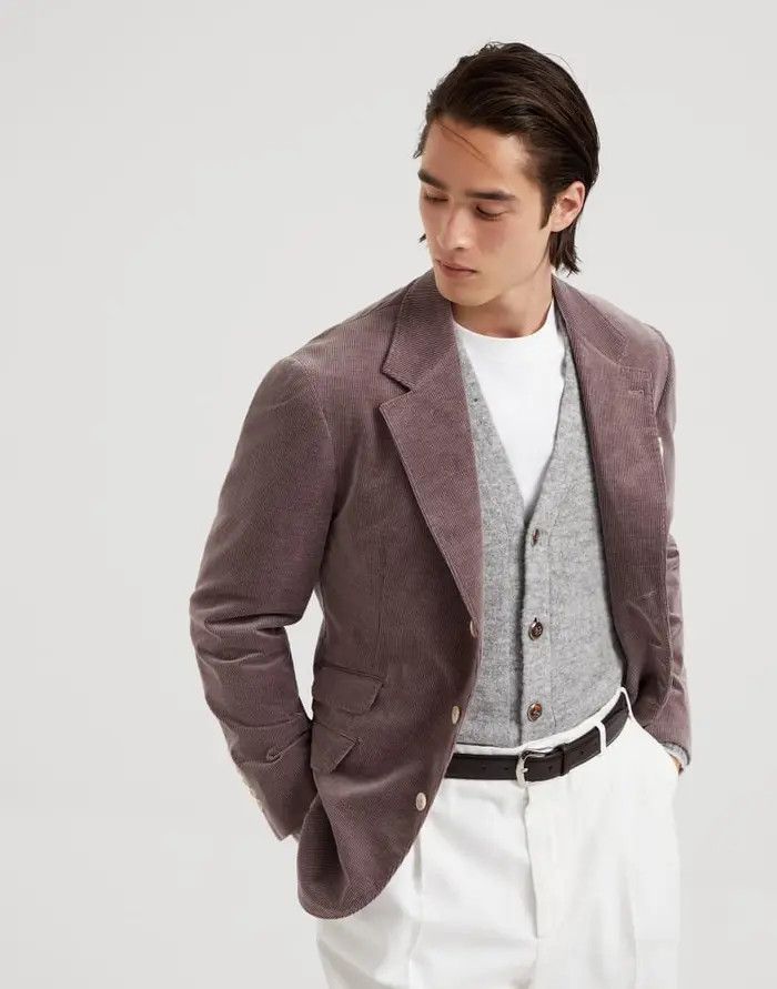 Brunello Cucinelli o1w1db11025 Suit-Type Jacket in Light/Pastel Red Size US L / EU 52-54 / 3 - 2 Thumbnail