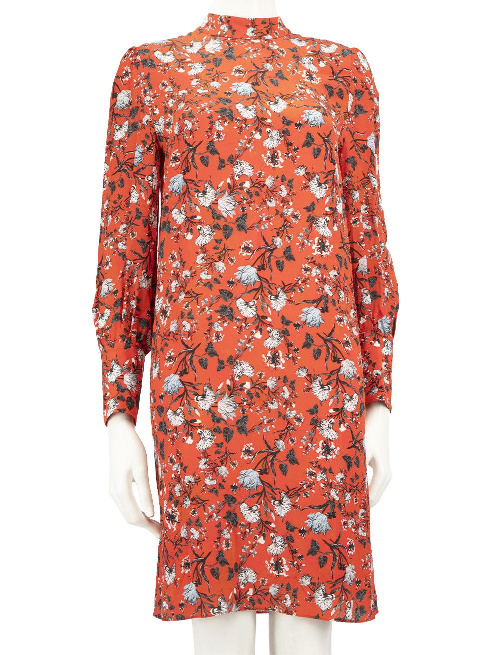 Erdem Red Silk Floral Printed Mock Neck Dress Size M / US 6-8 / IT 42-44 - 1 Thumbnail