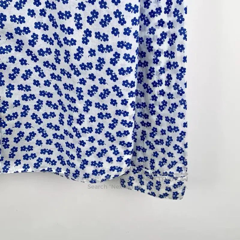 5351 POUR LES FEMMES Burberry Blue Cotton Floral Women's Shirt. Size XXS / US 00 / IT 34 - 4 Thumbnail