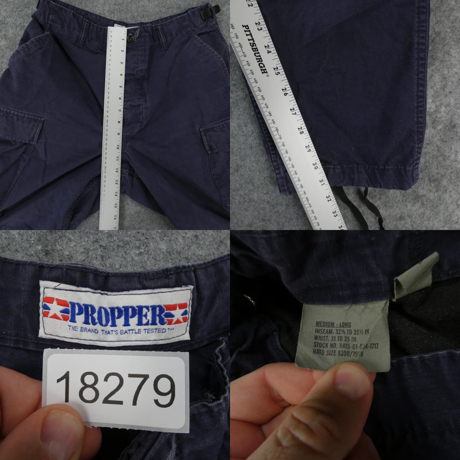 Propper Propper Cargo Pants Men Medium Long Navy Blue Adjustable Waist Workwear Size US 31 - 8 Thumbnail