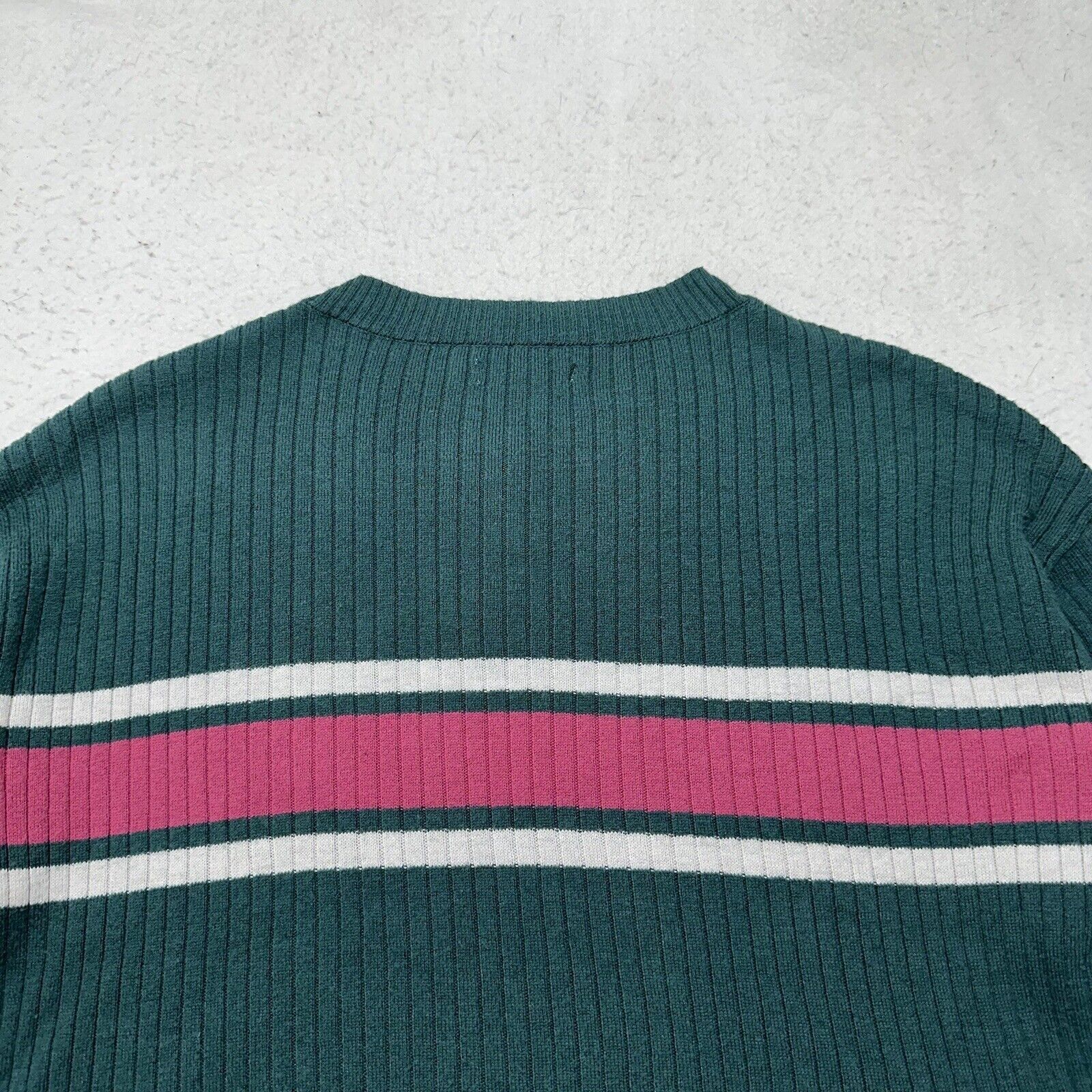 American Eagle Outfitters American Eagle Small Crop Henley Sweater Green Pink Stripe Size S / US 4 / IT 40 - 11 Thumbnail