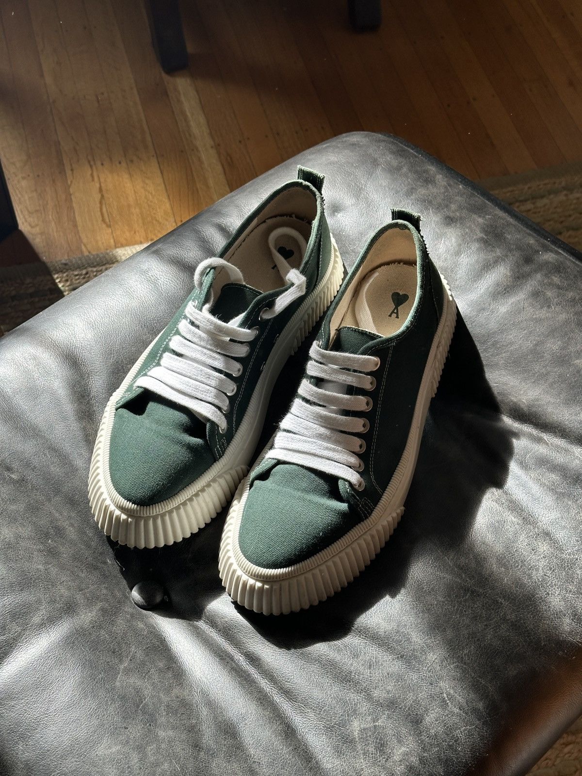 AMI AMI Paris Low Top Sneakers – Green Canvas Size US 11 / EU 44 - 1 Thumbnail