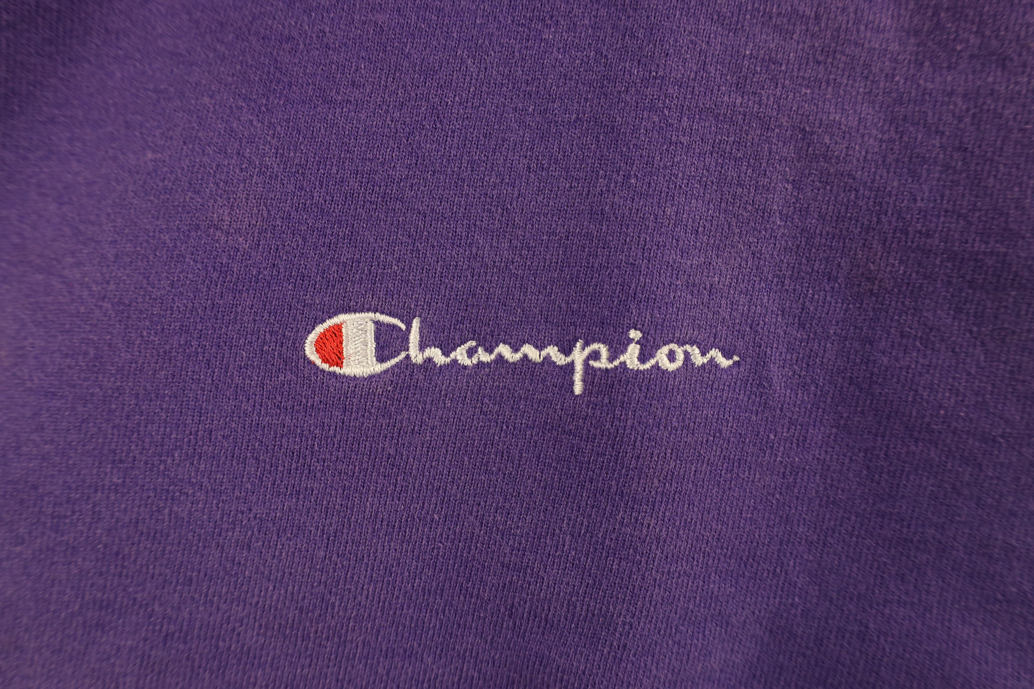 Champion × Vintage Vintage 90s Champion Spell Out Crewneck Sweatshirt Purple Size US L / EU 52-54 / 3 - 4 Thumbnail