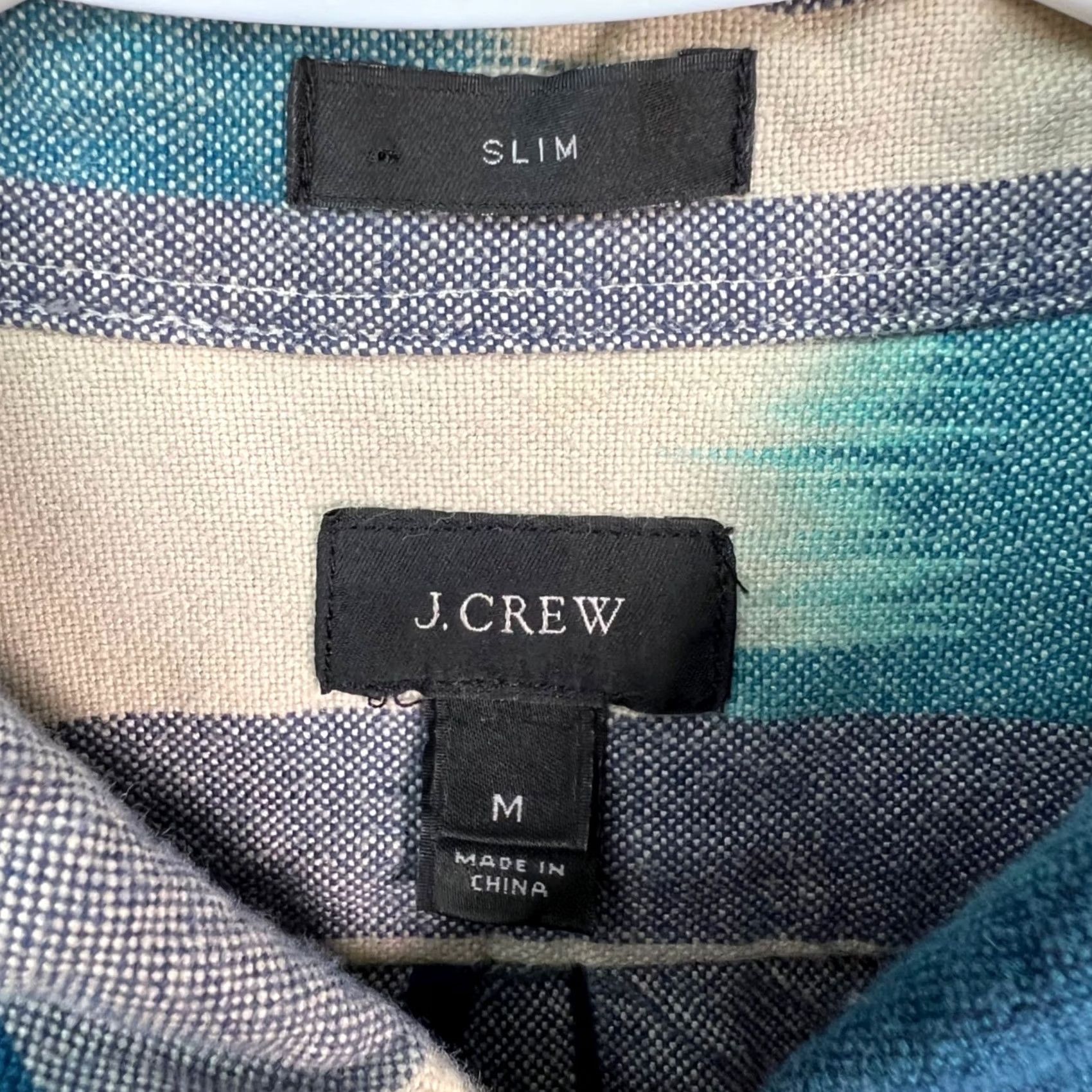 J.Crew J.CREW Mens Medium Slim Plaid Button-Down Shirt Blue/Tan 100% Cotton, Long Sleeve, Classic Slim Fit, Button-Up, Casual, Regular Size, Men Size US M / EU 48-50 / 2 - 3 Thumbnail