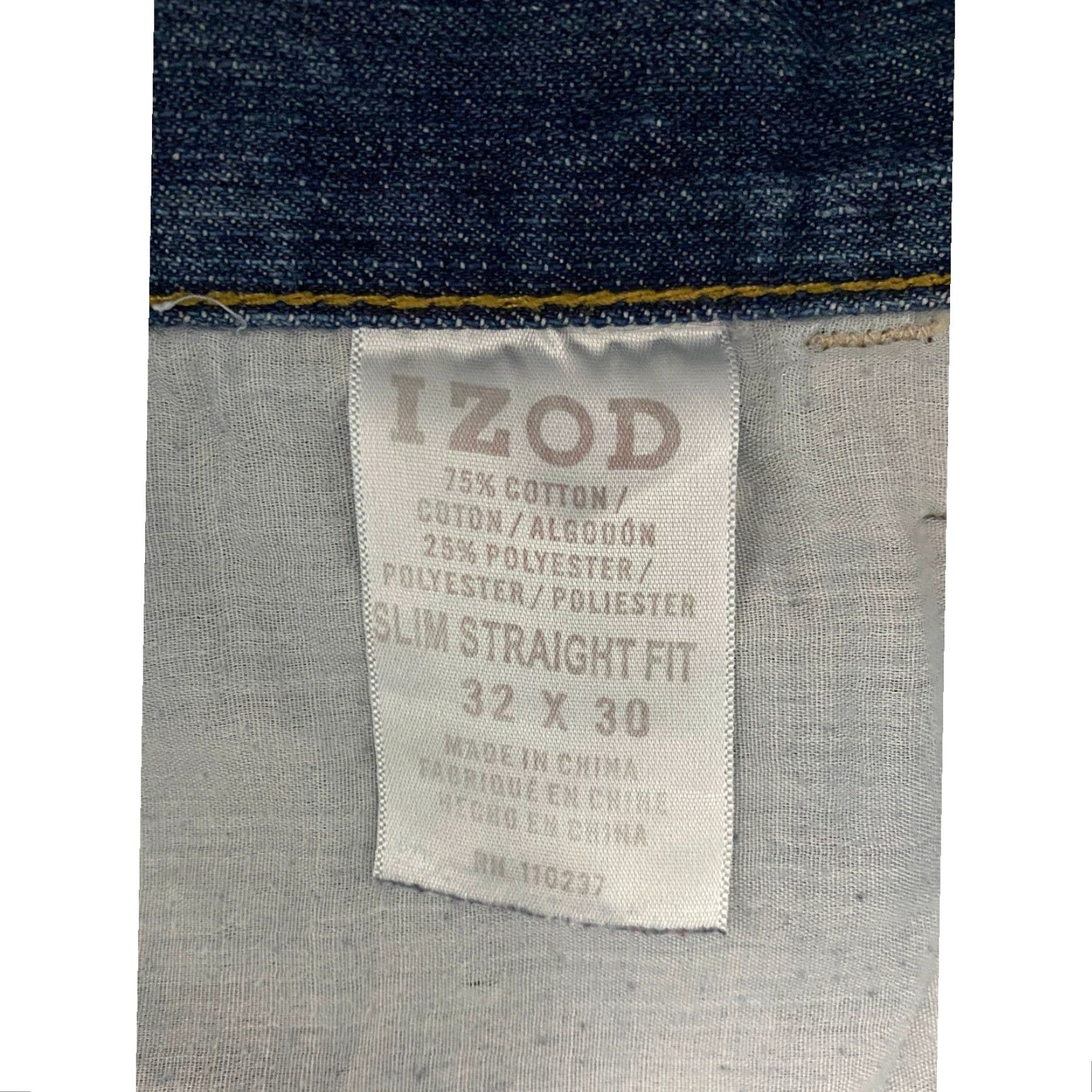 Izod IZOD Slim Straight Fit Jeans Mens 32 x 30 Blue Denim Cotton Blend Stretch 5-Pocket Design Size US 32 / EU 48 - 4 Thumbnail