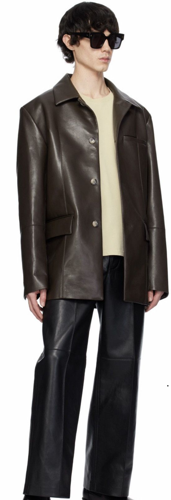 Nanushka SAMPLE Nanushka Danick Regenerated Leather Jacket in Coffee Size US M / EU 48-50 / 2 - 2 Thumbnail