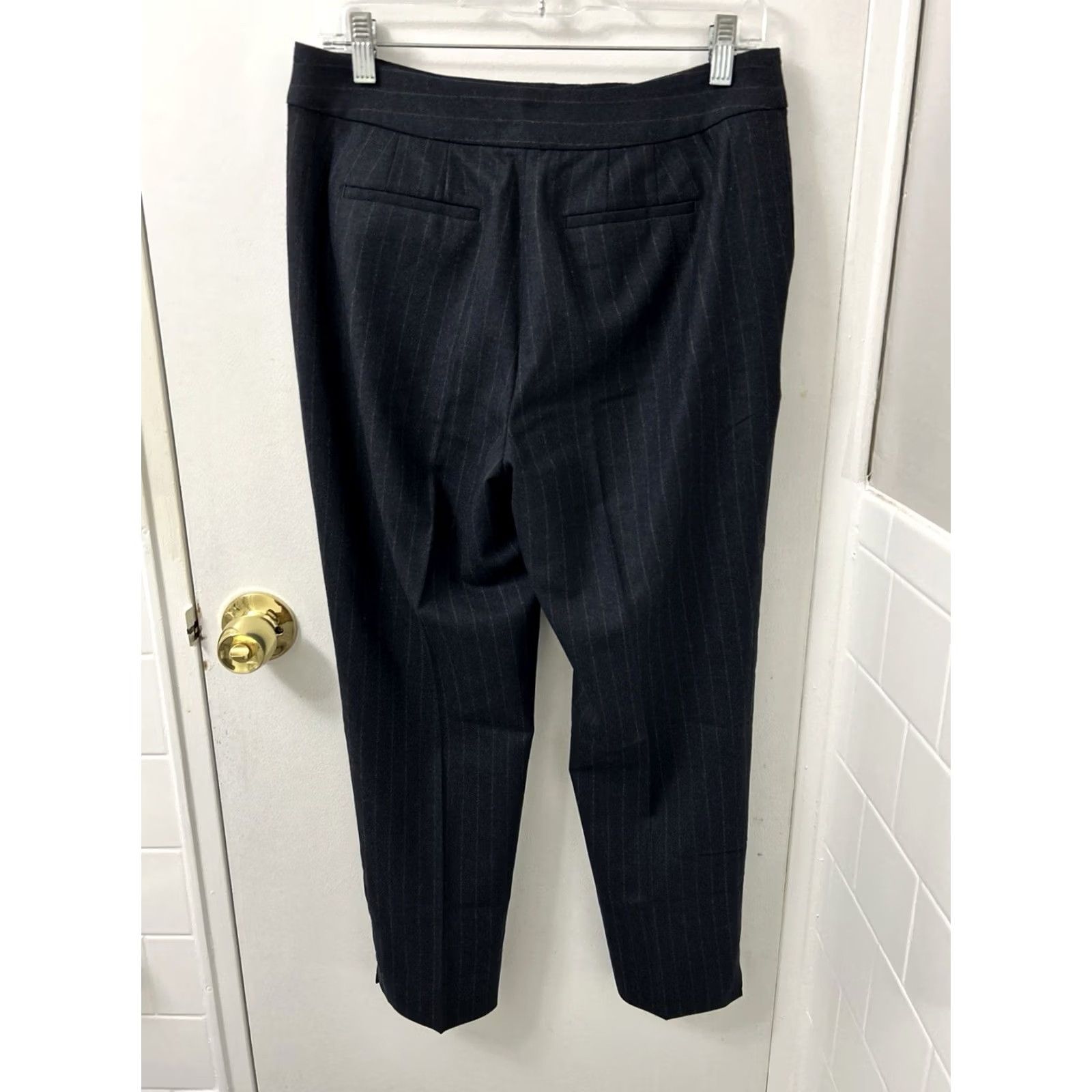 Talbots VINTAGEless Talbots Pants Womens 6P 31x26 Black Wool Blend Pinstripe NWT Petite Tapered Dress Pants Womens Size 28" / US 6 / IT 42 - 6 Thumbnail