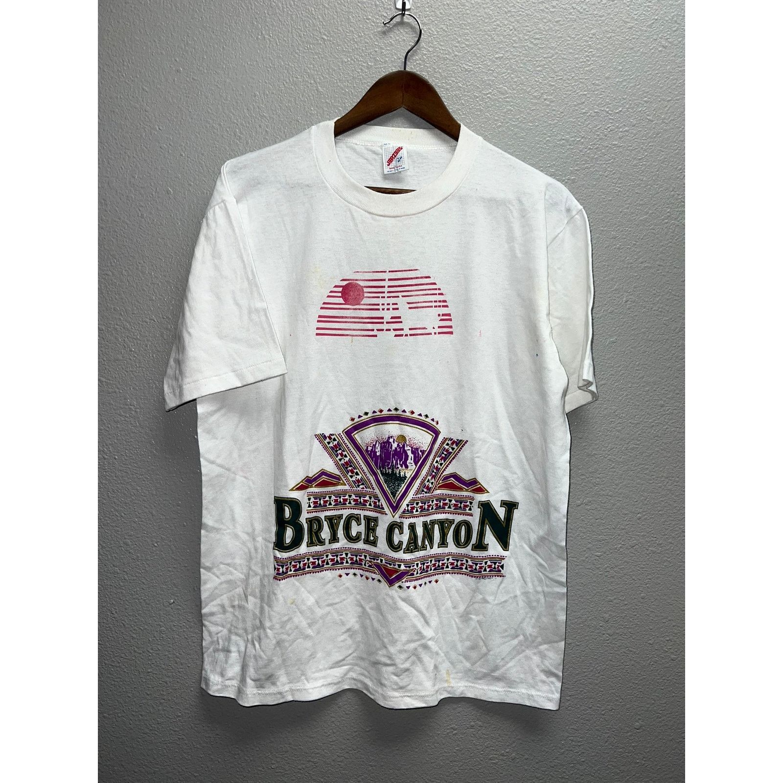 Jerzees Vintage Bryce Canyon Shirt Test Print Stained Paint 90s L Size US L / EU 52-54 / 3 - 1 Thumbnail