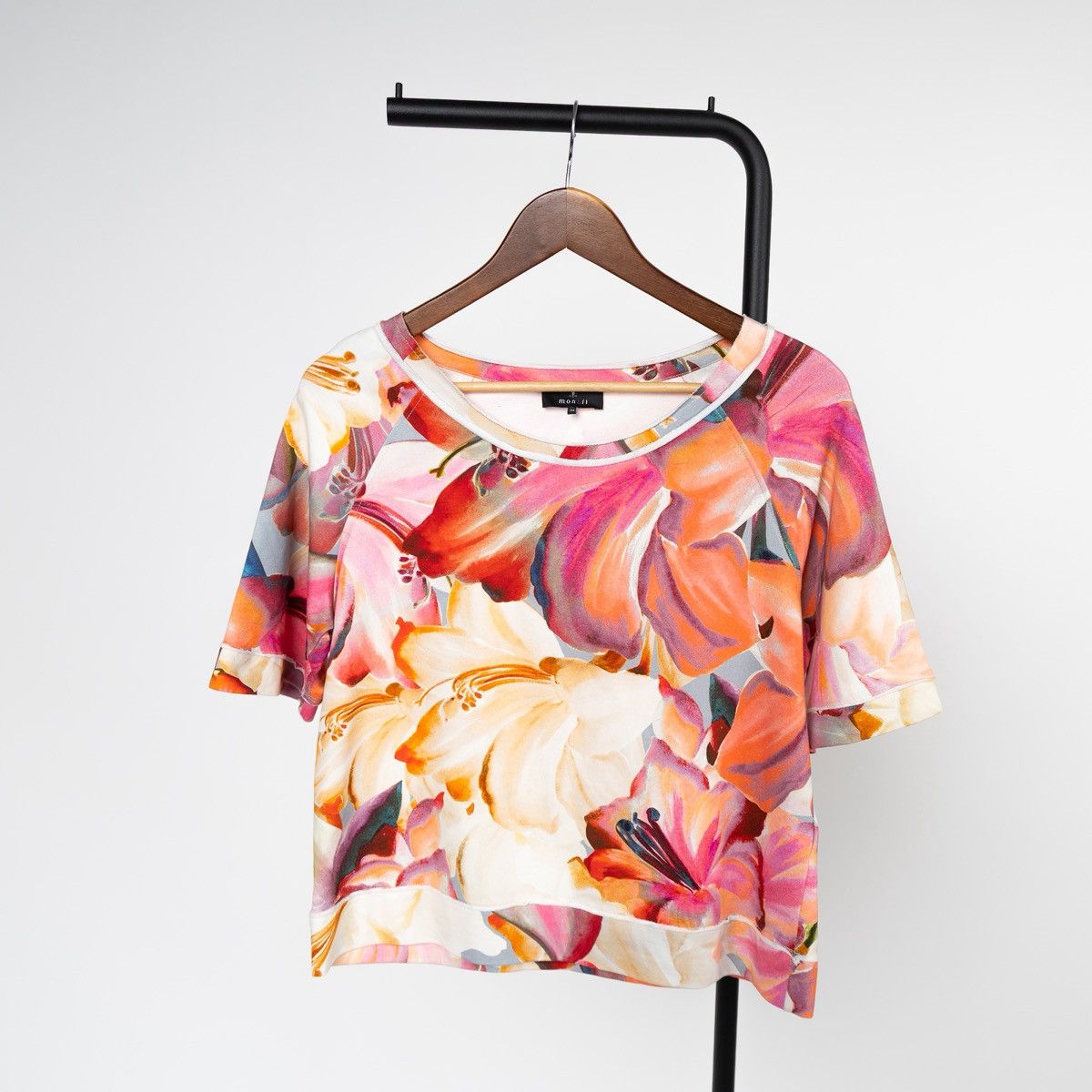 Other Monari Womens Floral Crop Top Multicolor Short Sleeve Tee Size L / US 10 / IT 46 - 3 Thumbnail