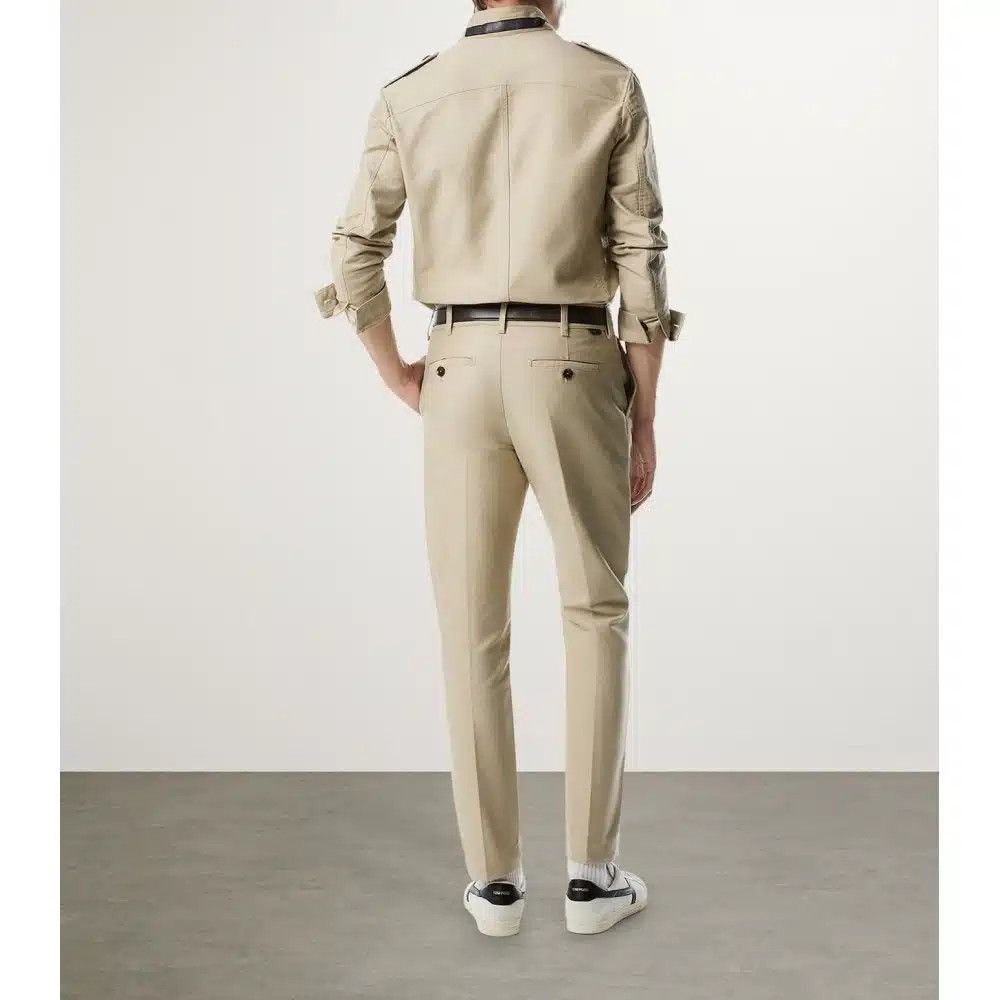 Tom Ford o1loc1c0925 OJS011 Stand Collar Outershirt in Beige Size US XL / EU 56 / 4 - 3 Thumbnail