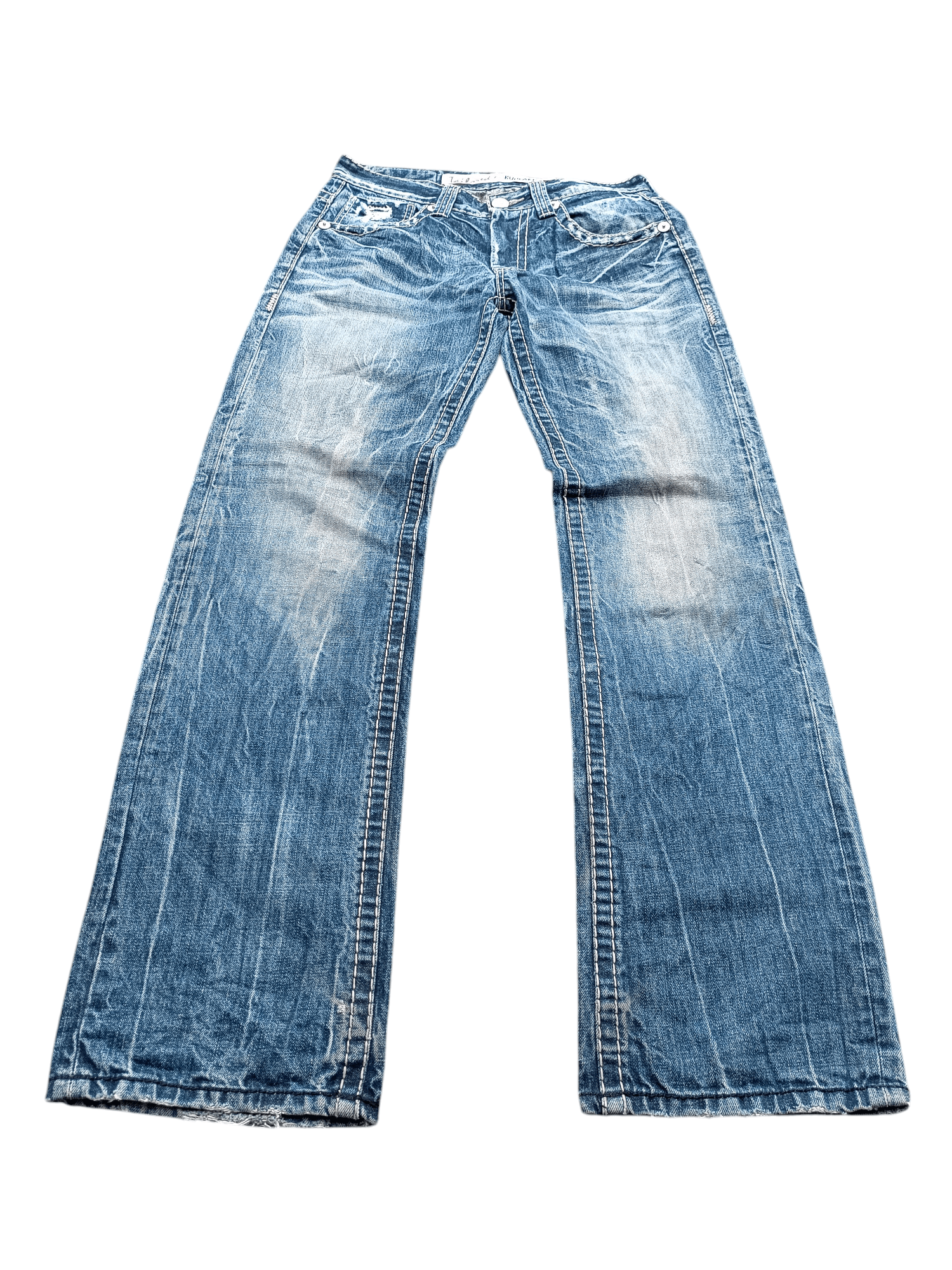 Japanese Brand Buckaroo Whiskers Faded Distressed Flared Jeans Size US 31 - 3 Thumbnail