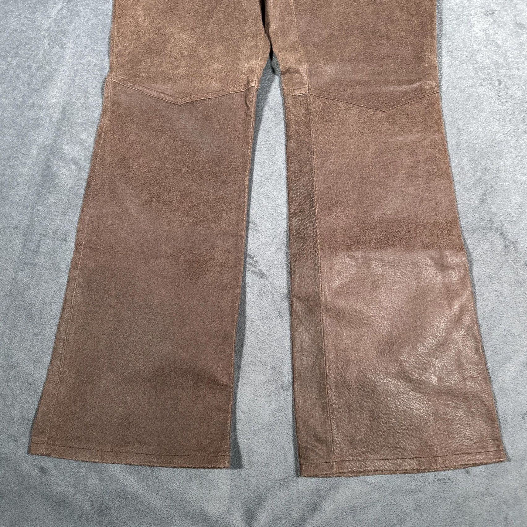 Route 66 Route 66 Pants Womens 8 Brown Genuine Leather High Rise Button Fly Bootcut Jeans Size 30" / US 8 / IT 44 - 3 Thumbnail