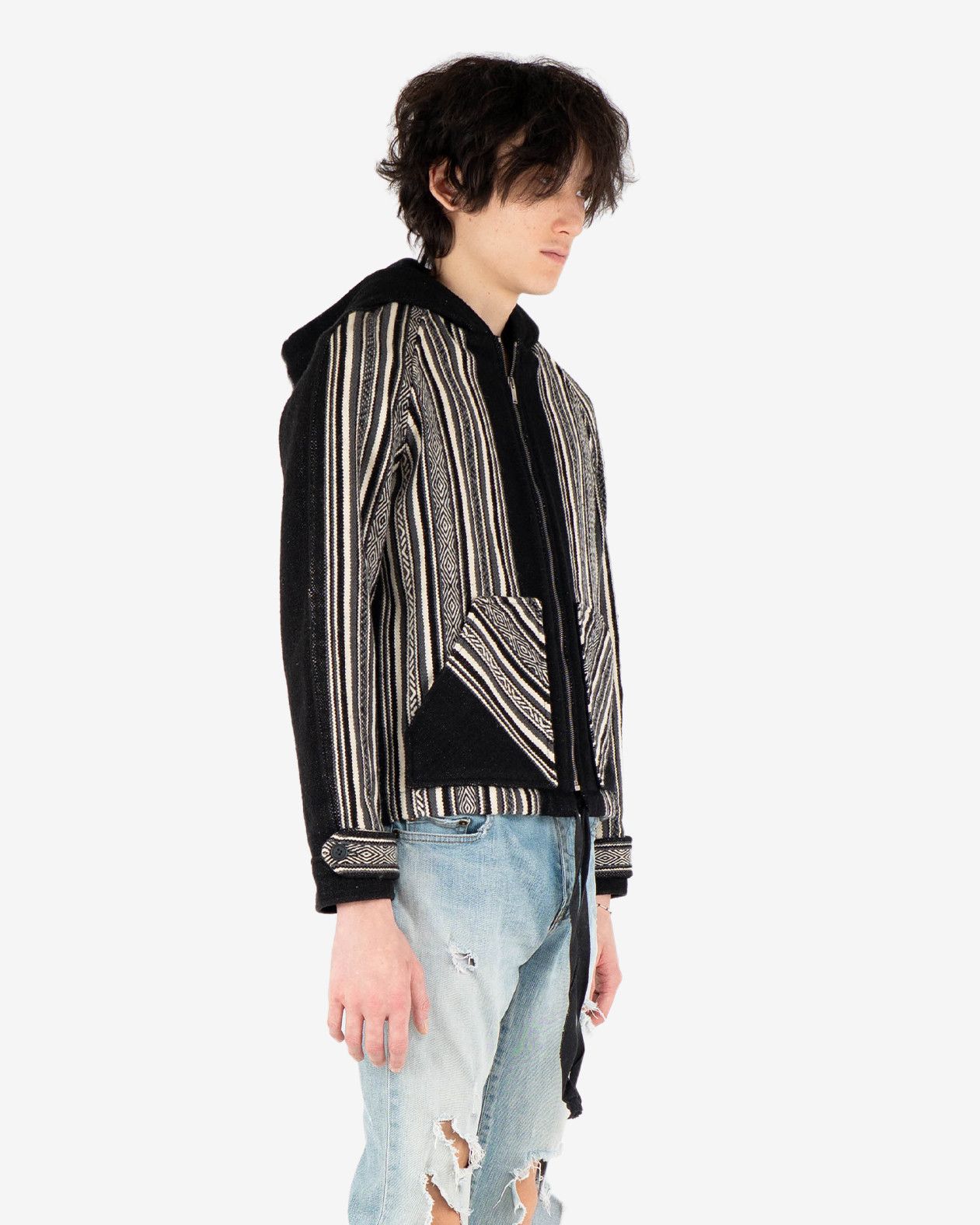Saint Laurent Paris Black and White Baja Hooded Jacket (FW17) Size US S / EU 44-46 / 1 - 6 Thumbnail