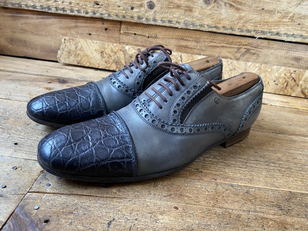 Designer × Gucci Gucci exotic crocodile skin oxford leather shoes sz 41 Size US 8 / EU 41 - 1 Thumbnail