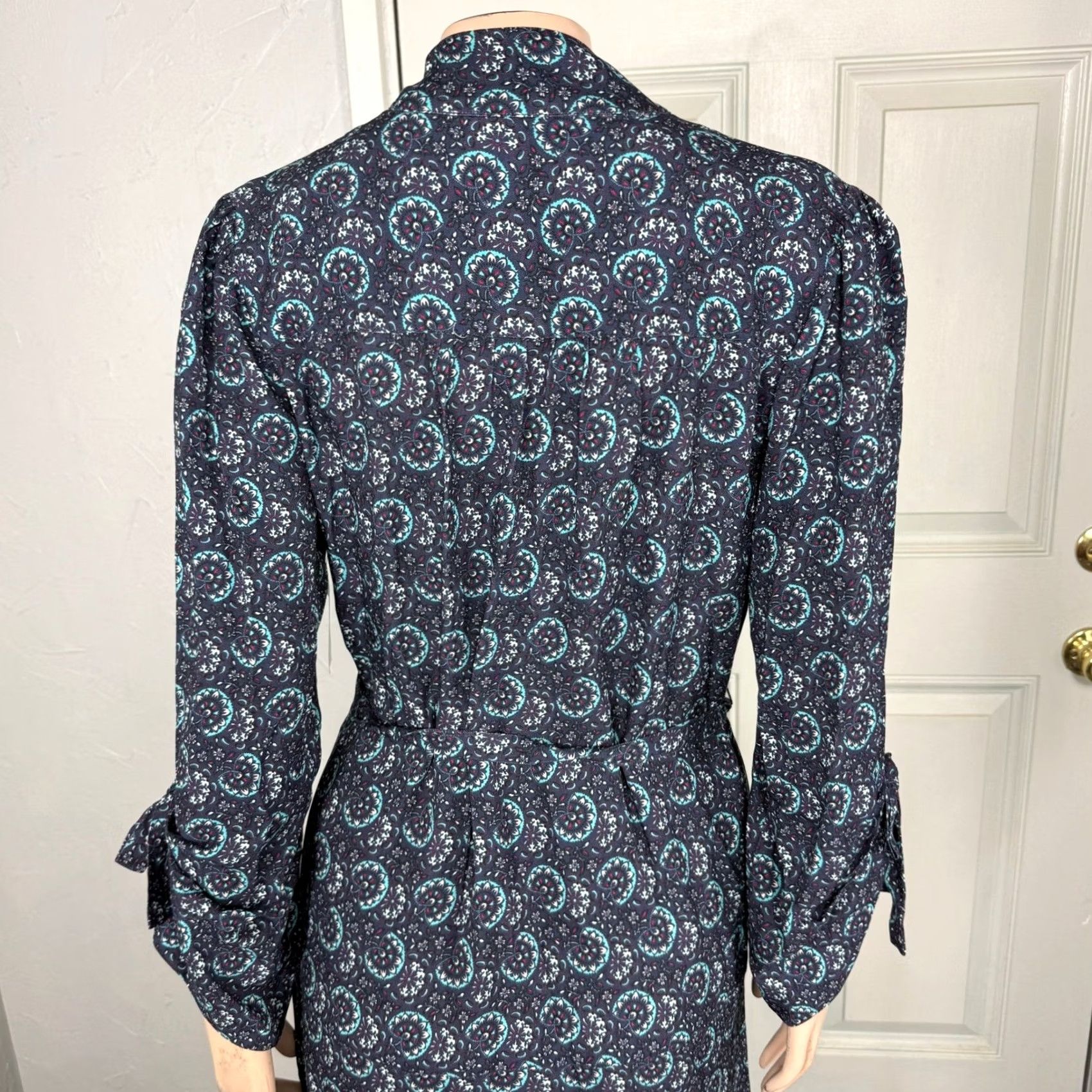 Joie Joie Floral Rayon A-Line Dress Women Medium Blue Long Sleeve Knee Length Casual Boho Vintage: N/A? Size M / US 6-8 / IT 42-44 - 6 Thumbnail