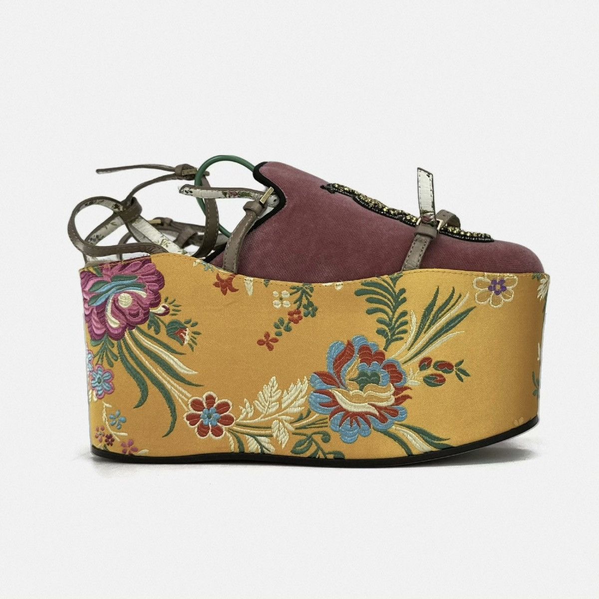 Gucci Gucci Runway Two Way Kingsnake Velvet Mules Size US 6 / IT 36 - 3 Thumbnail