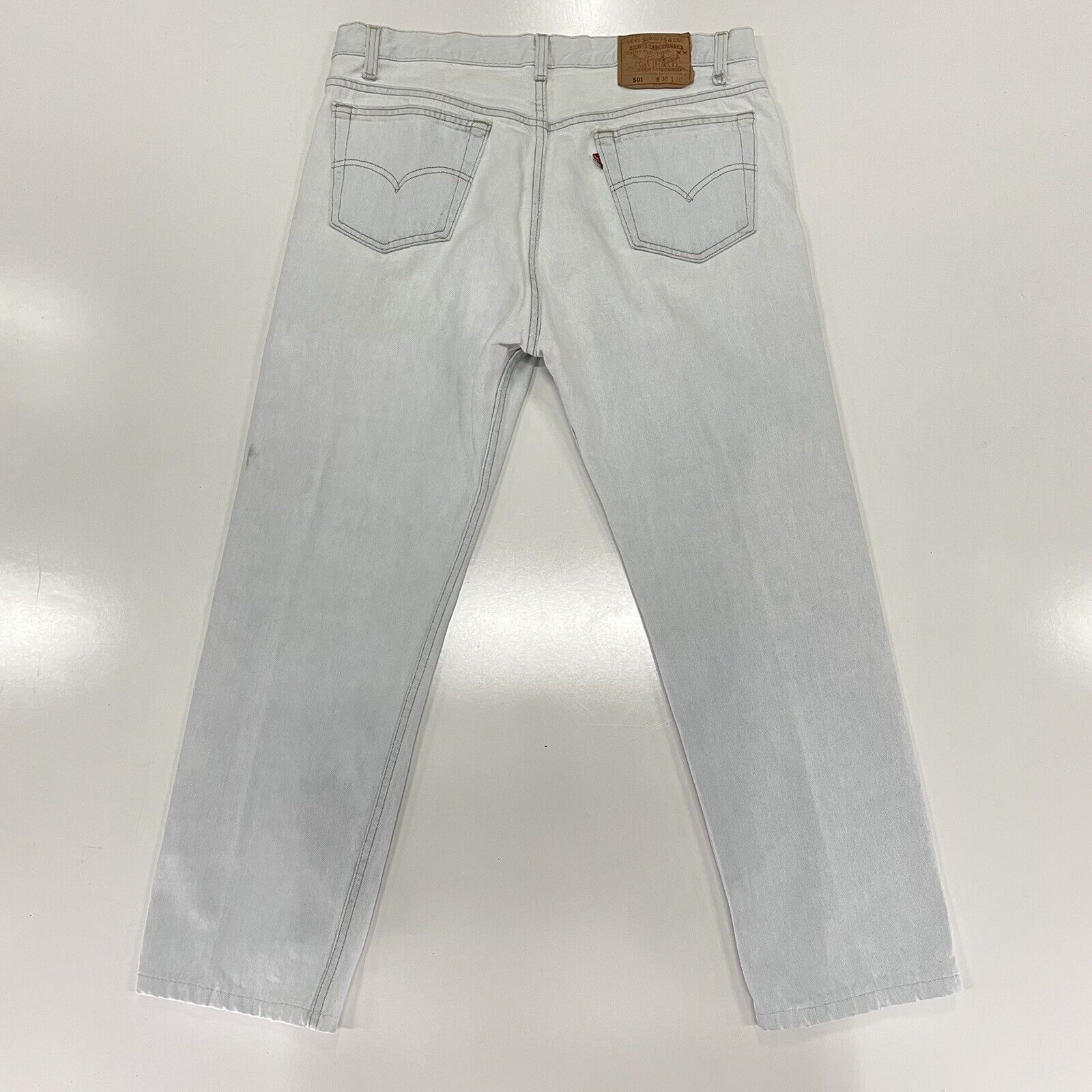 Levi's VTG 90’s Levi’s 501 White Straight Denim Blue Jeans 34x28 Size US 34 / EU 50 - 4 Thumbnail