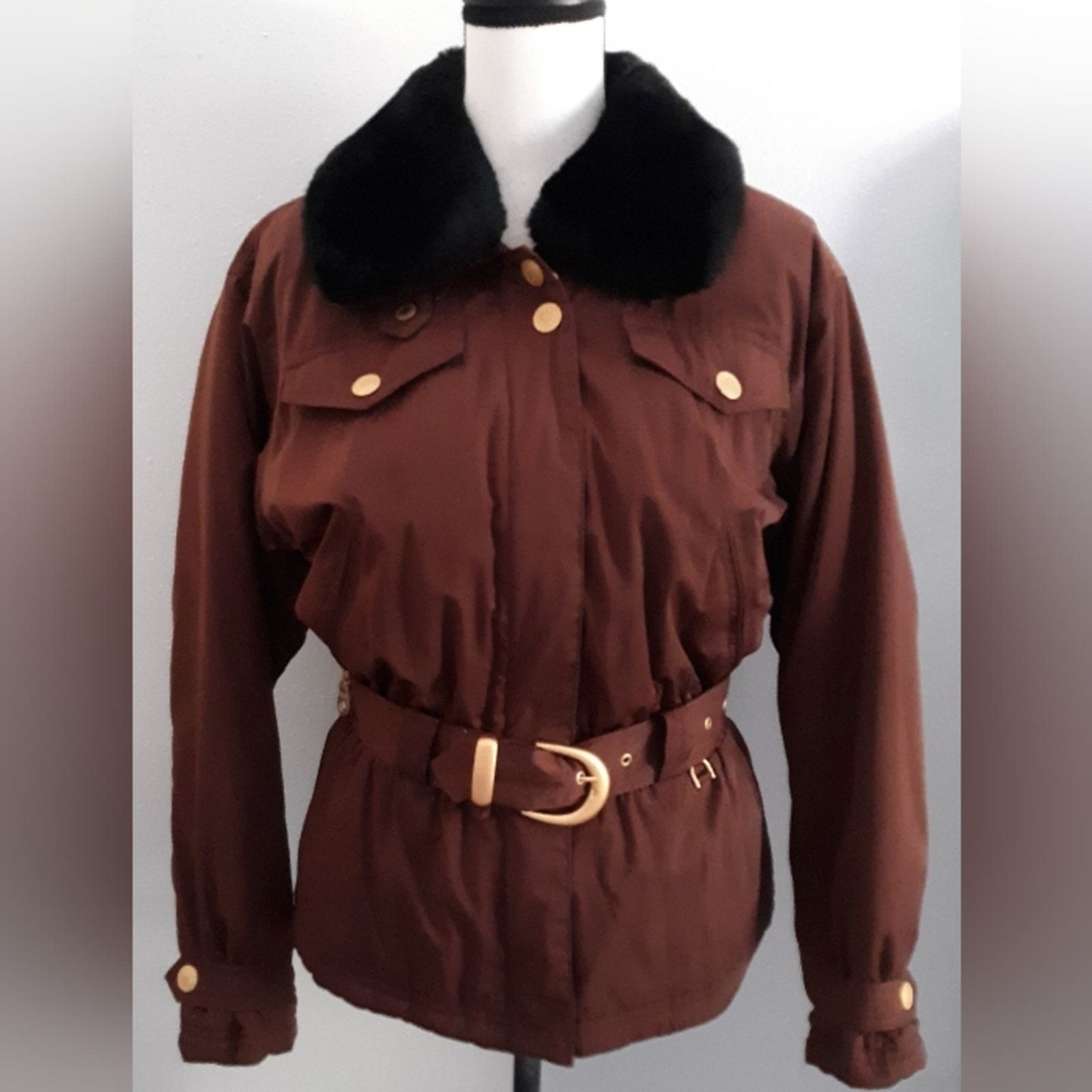Vintage VTG Fera Insulated Belted Fur Trim Jacket Size M / US 6-8 / IT 42-44 - 1 Thumbnail