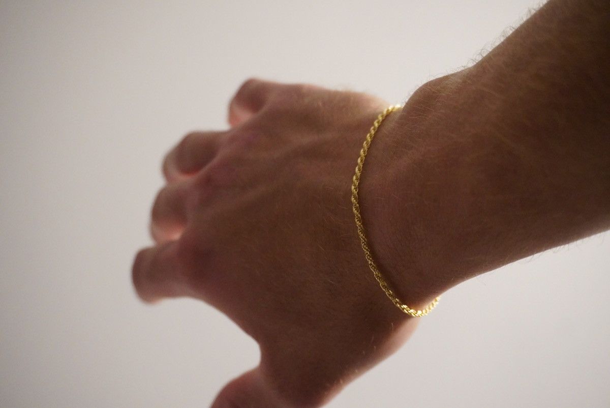 Jewelry Gold bracelet 14k gold vermeil Rope bracelet 2MM 8 inches Size ONE SIZE - 4 Thumbnail