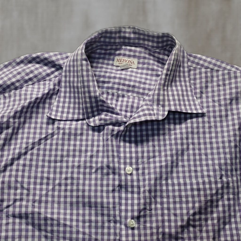 Merona Merona Purple Plaid Shirt Men 2XL Long Sleeve Button-Up Cotton 100% Adult Size 2XL Mens 2X-Large Size US XXL / EU 58 / 5 - 1 Thumbnail