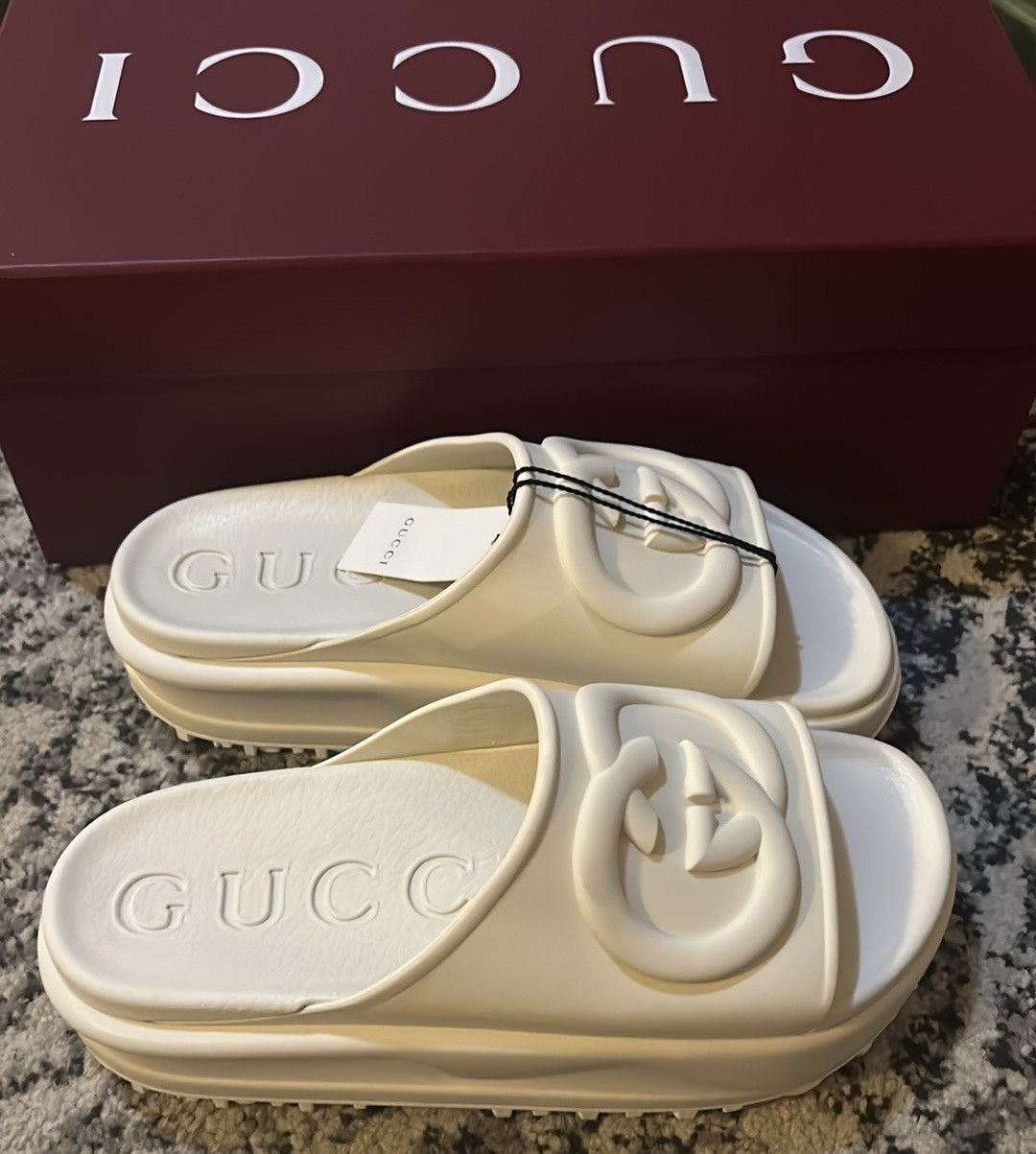 Gucci Gucci Interlocking G Slide Logo Sandal Off White size 38 Size US 8 / IT 38 - 4 Thumbnail