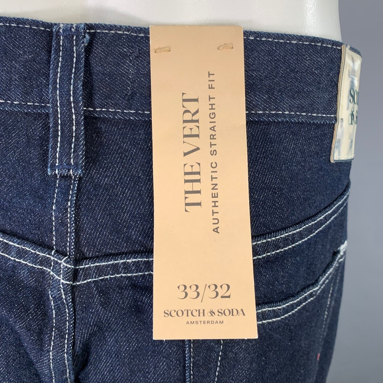 Scotch & Soda The Vert Blue Indigo Contrast Stitch Organic Cotton Jeans Size US 33 - 5 Thumbnail